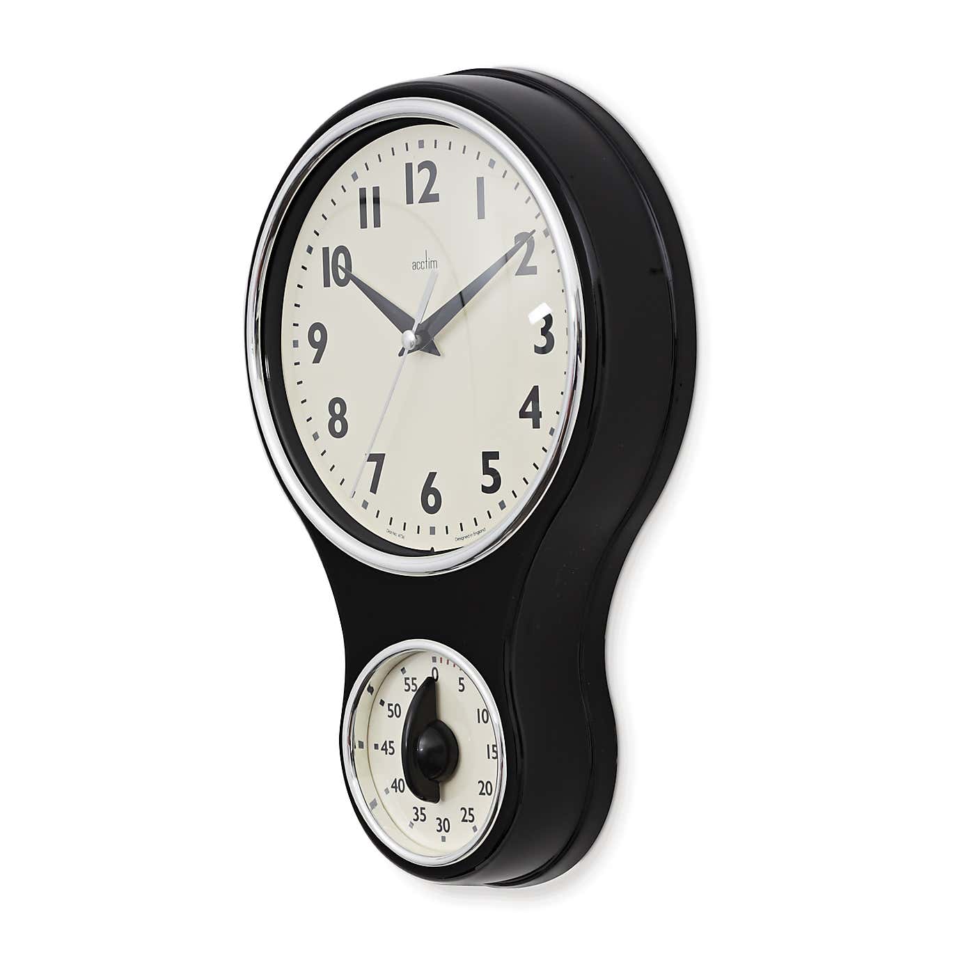 Acctim Kitchen Time Retro Wall Clock Timer Quartz 20cm
