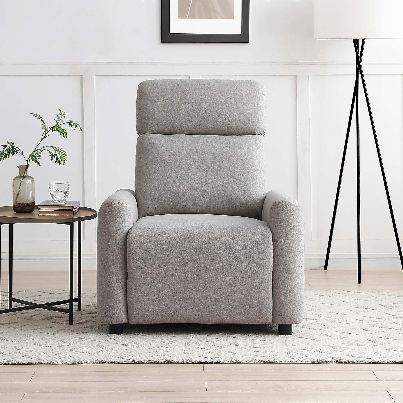 Riley Faux Wool Recliner Chair, Grey