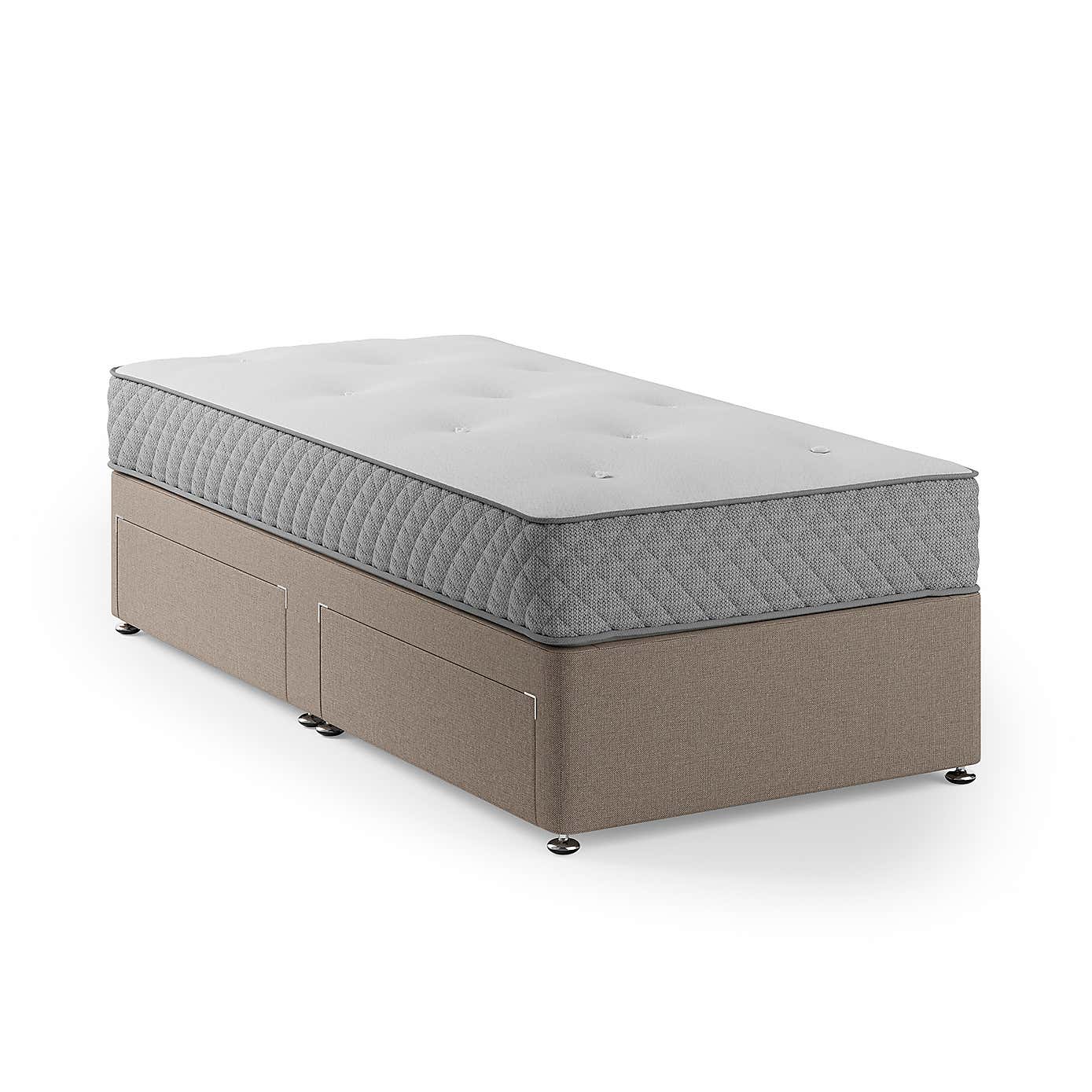 Fogarty Open Coil Memory Foam Mattress Divan Set, Faux Linen
