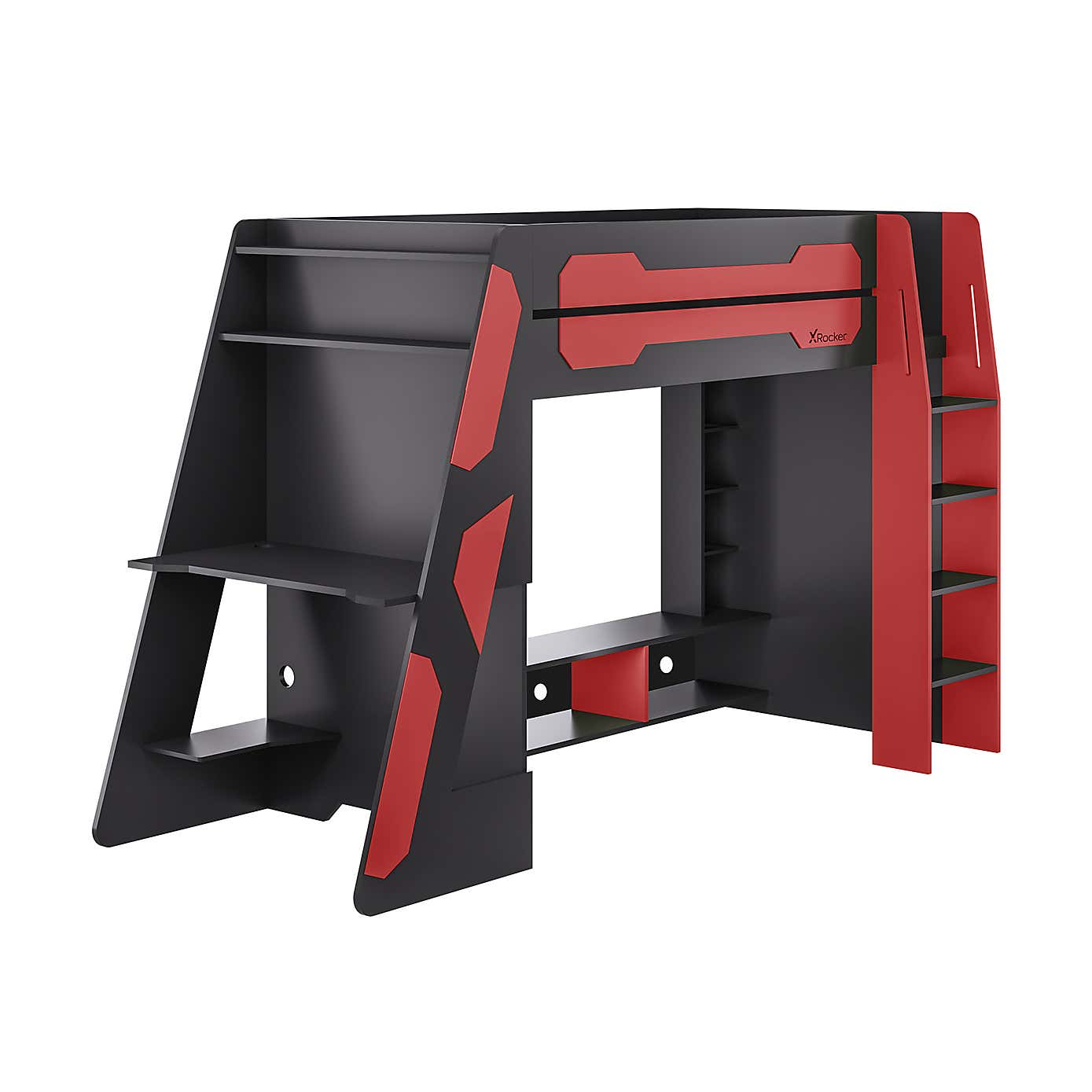 X Rocker Garrison High Sleeper Gaming Bed with Desk