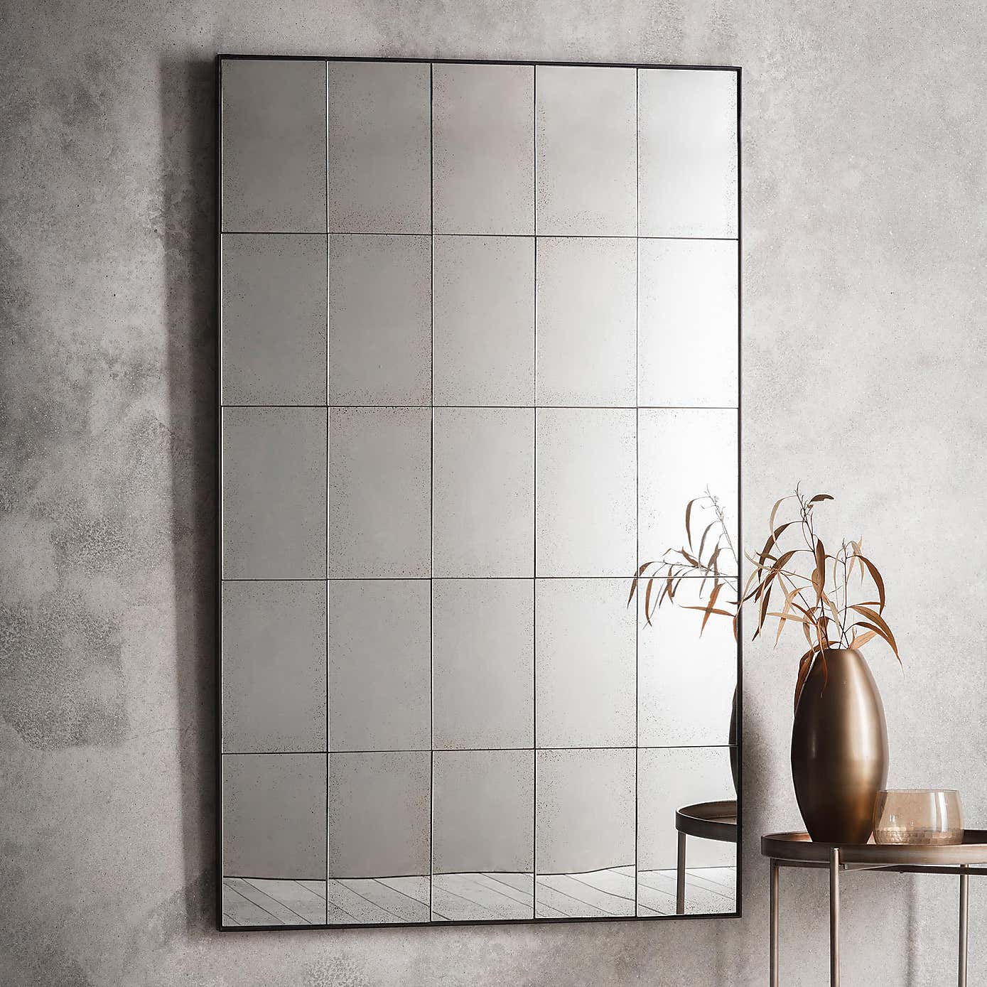 Loretto Window Distressed Rectangle Full Length Wall Mirror