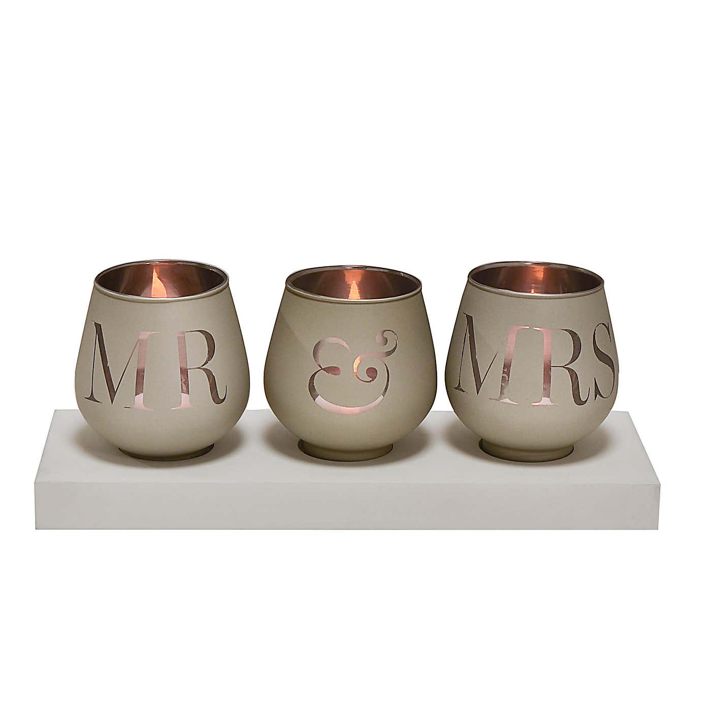 Amore Mr and Mrs Triple Tea Light Holder
