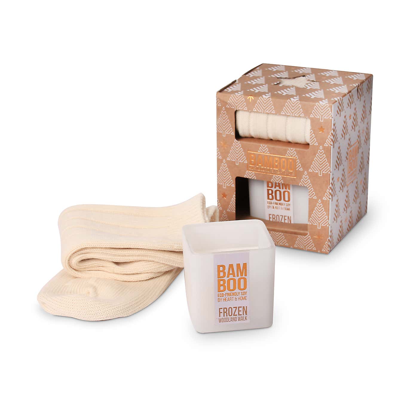 Heart and Home Bamboo Small Candle & Socks Gift Set