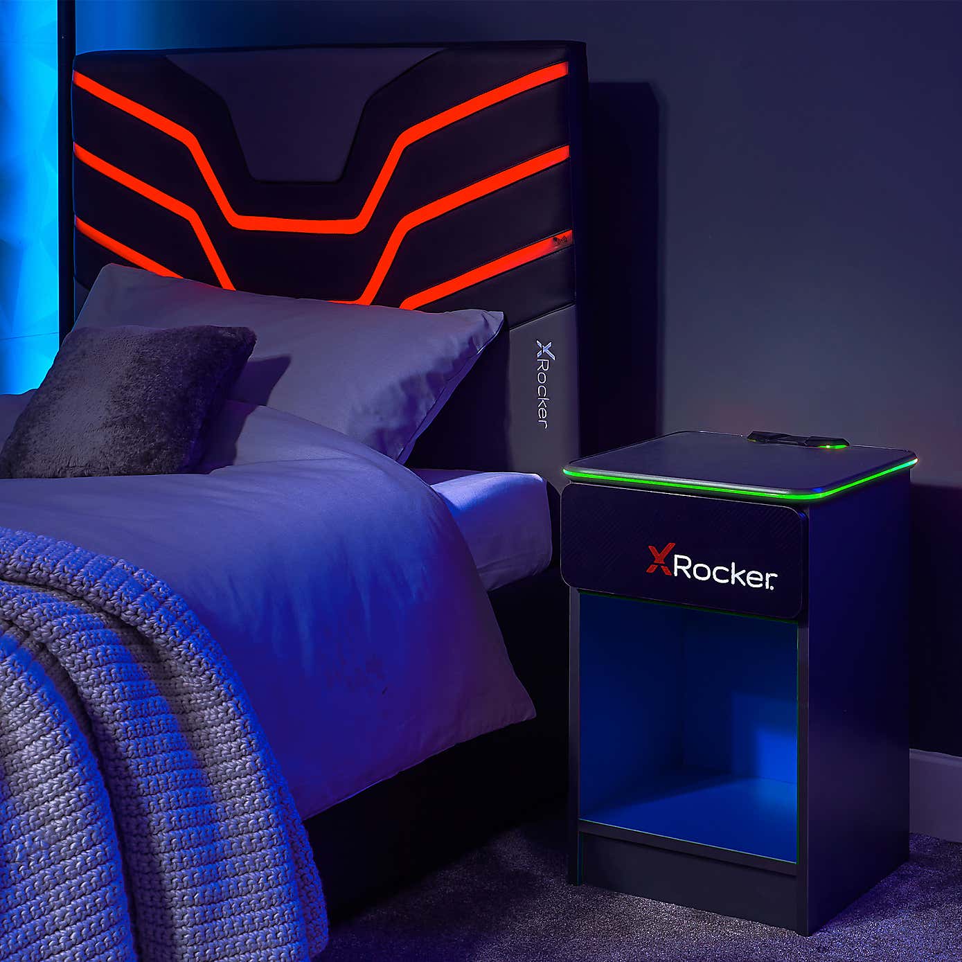 X Rocker Carbon Tek Bedside Table with Wireless charging