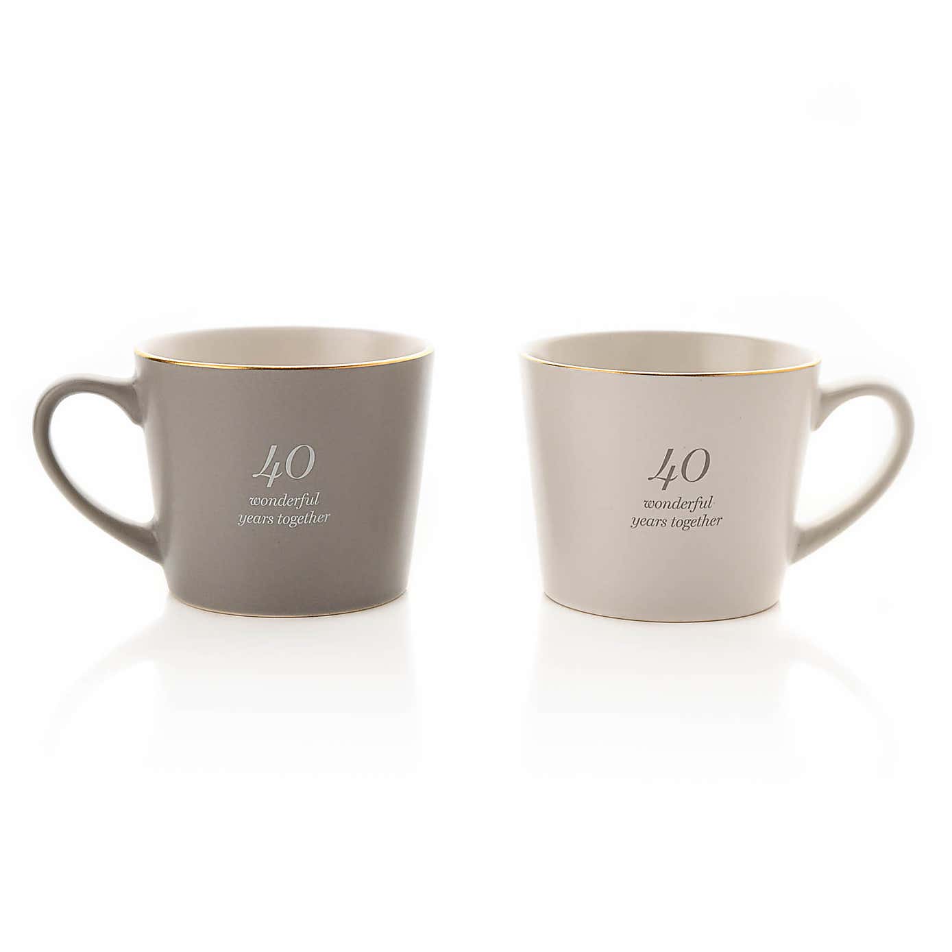 Amore Set of 2 Grey & White 40th Anniversary Mugs