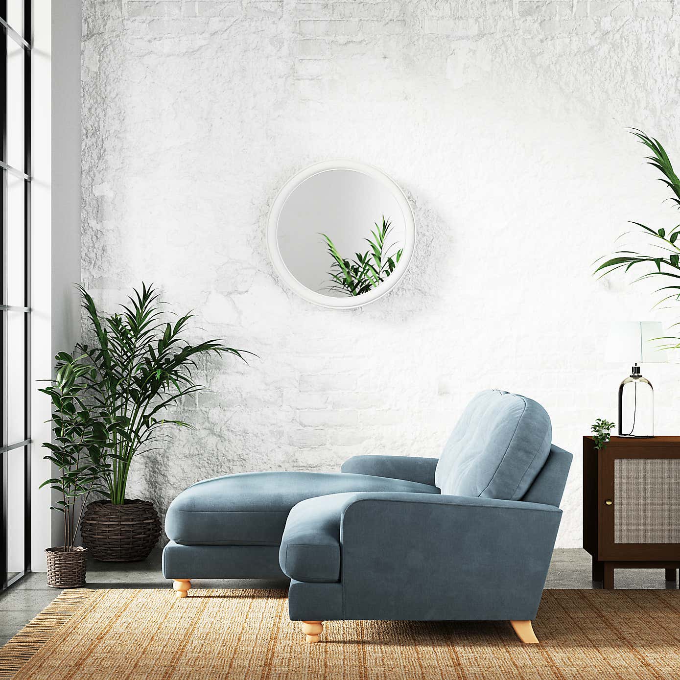 Martha Vintage Chenille Corner Chaise Sofa