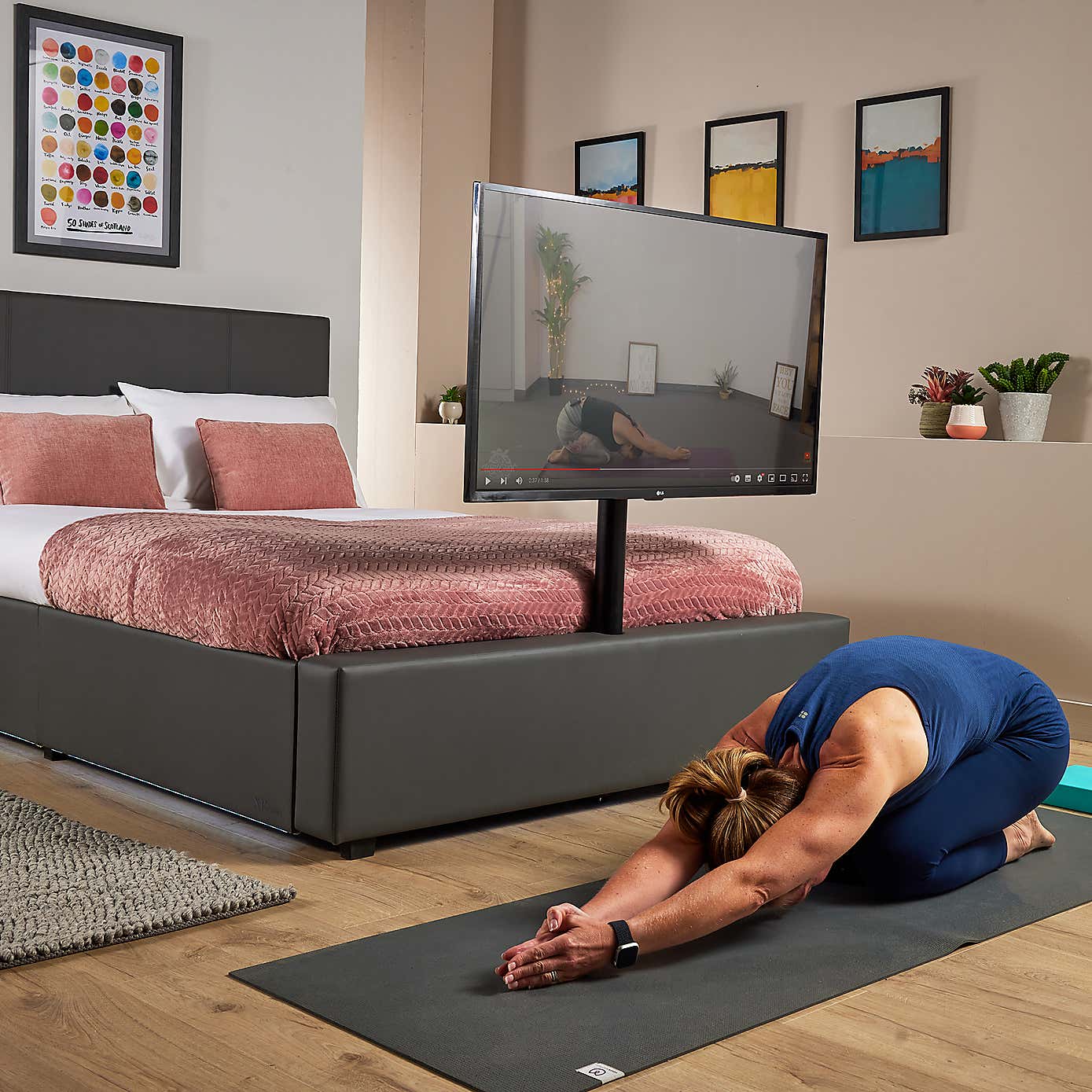 X Rocker Living Ava TV Bed with LED Lights and TV Mount