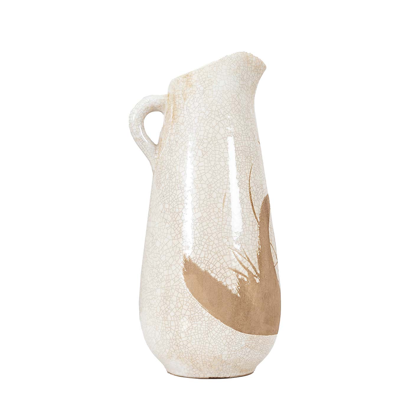 Colly Pitcher Vase Reactive Brown and White 37cm