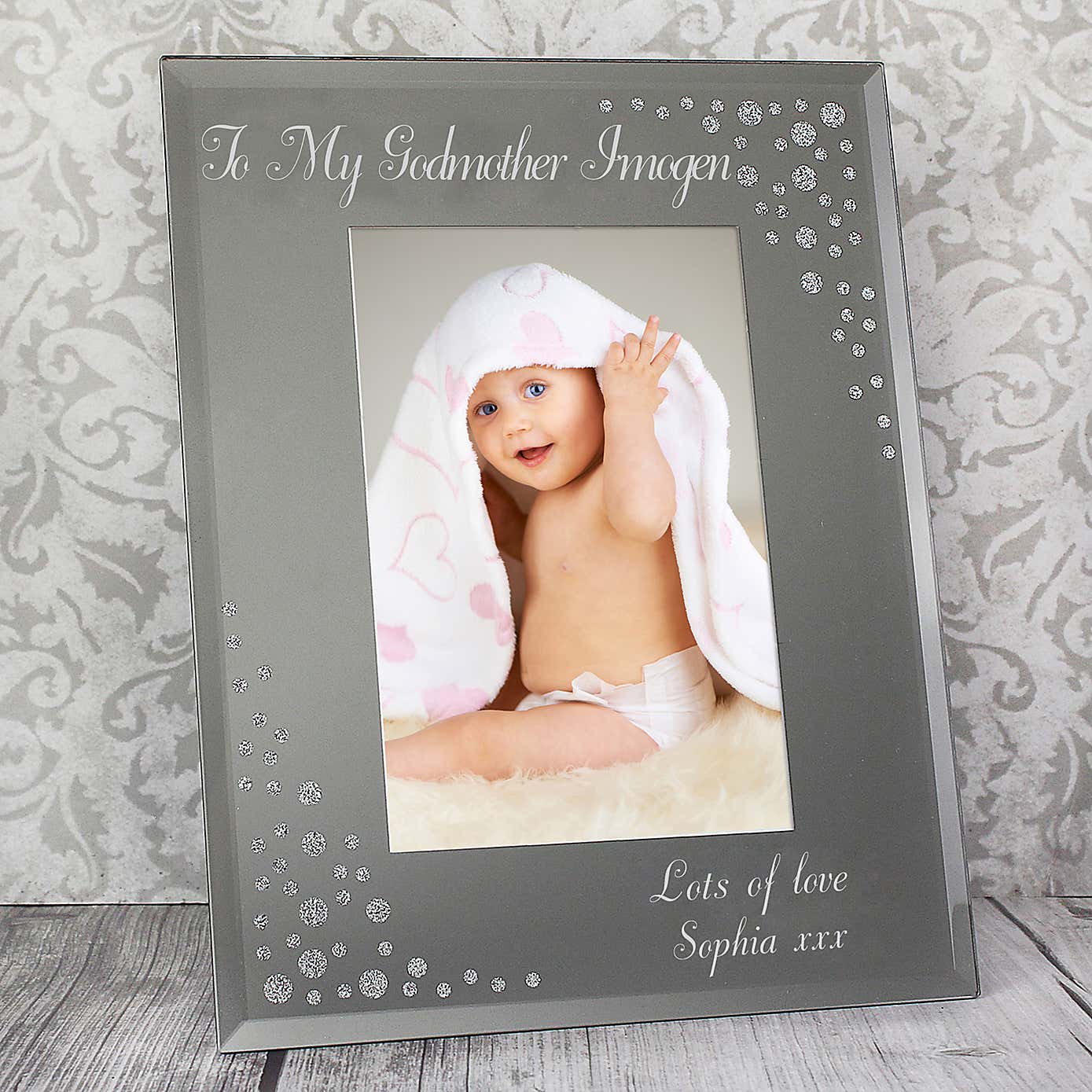 Personalised Classic Diamante Glass Portrait Photo Frame