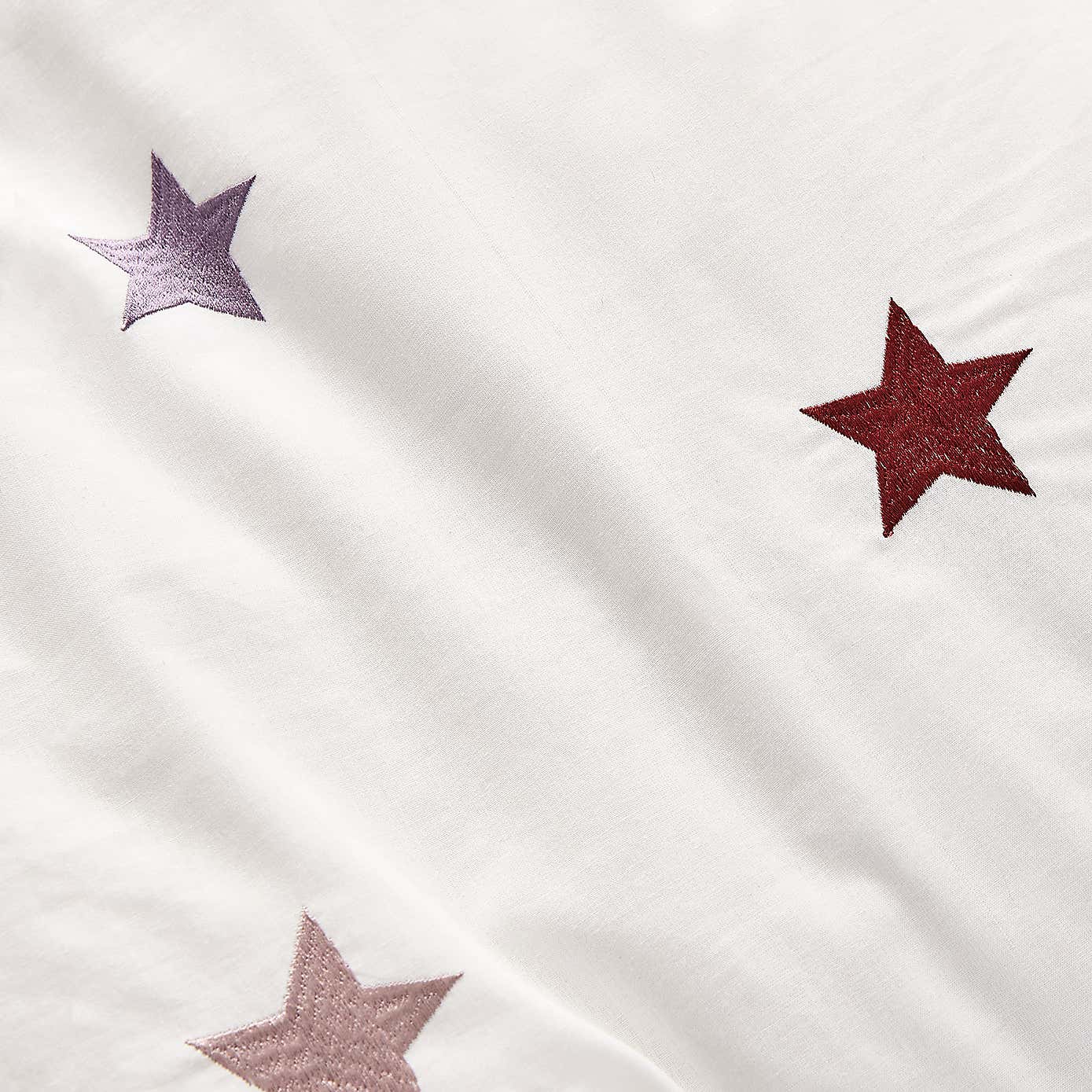 Embroidered Stars Single Duvet Cover and Pillowcase Set