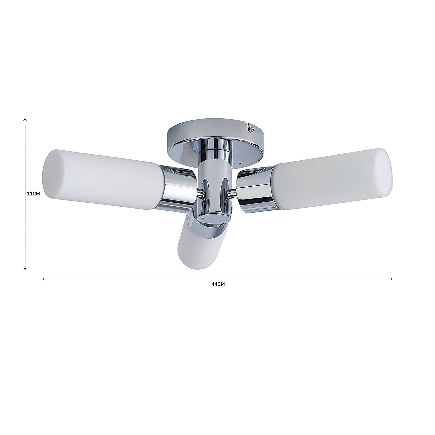 Porto 3 Light Bathroom Flush Fitting Chrome