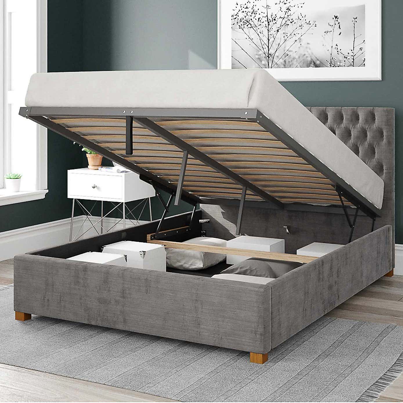 Monroe Firenze Velour Ottoman Bed Frame