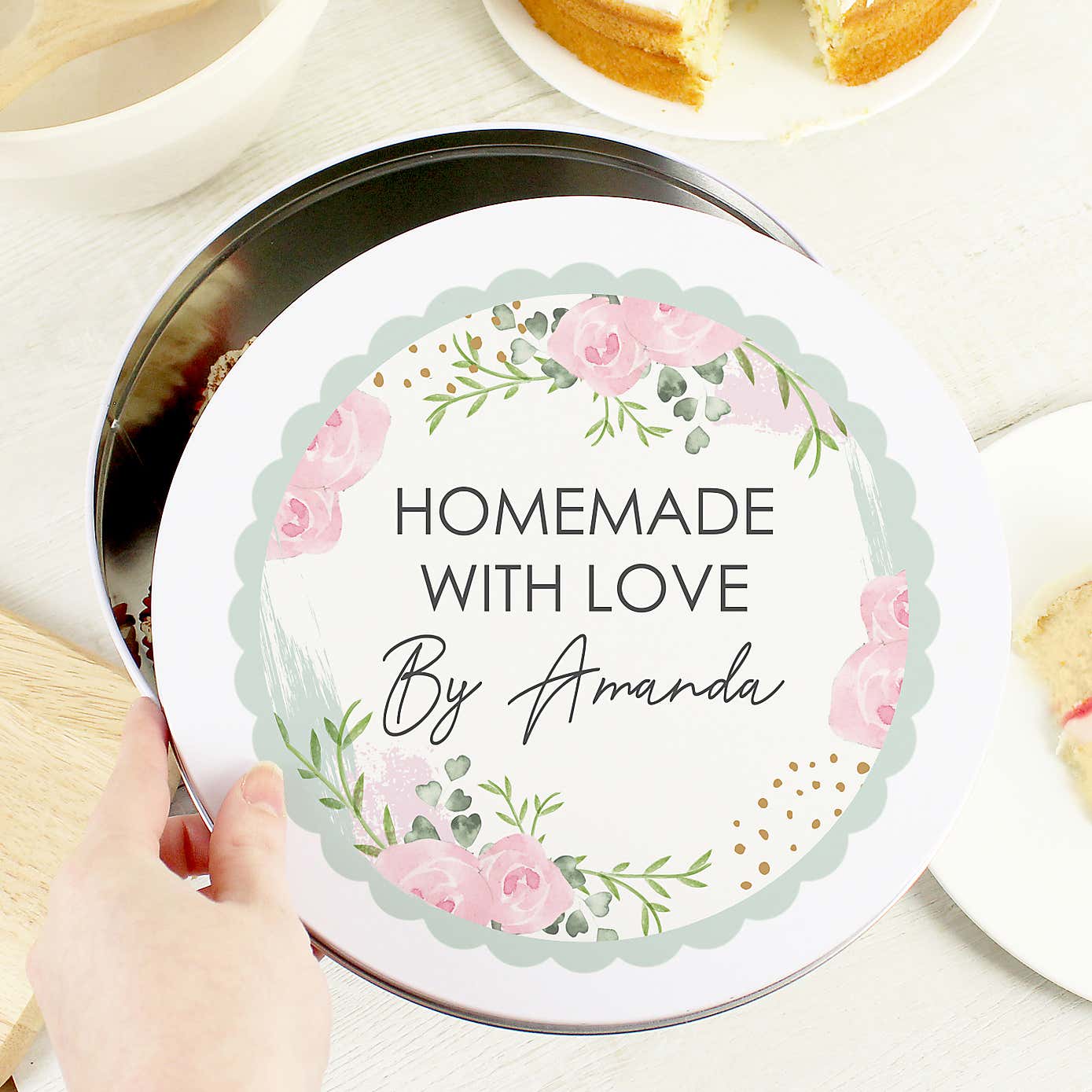 Personalised Rose Cake Tin