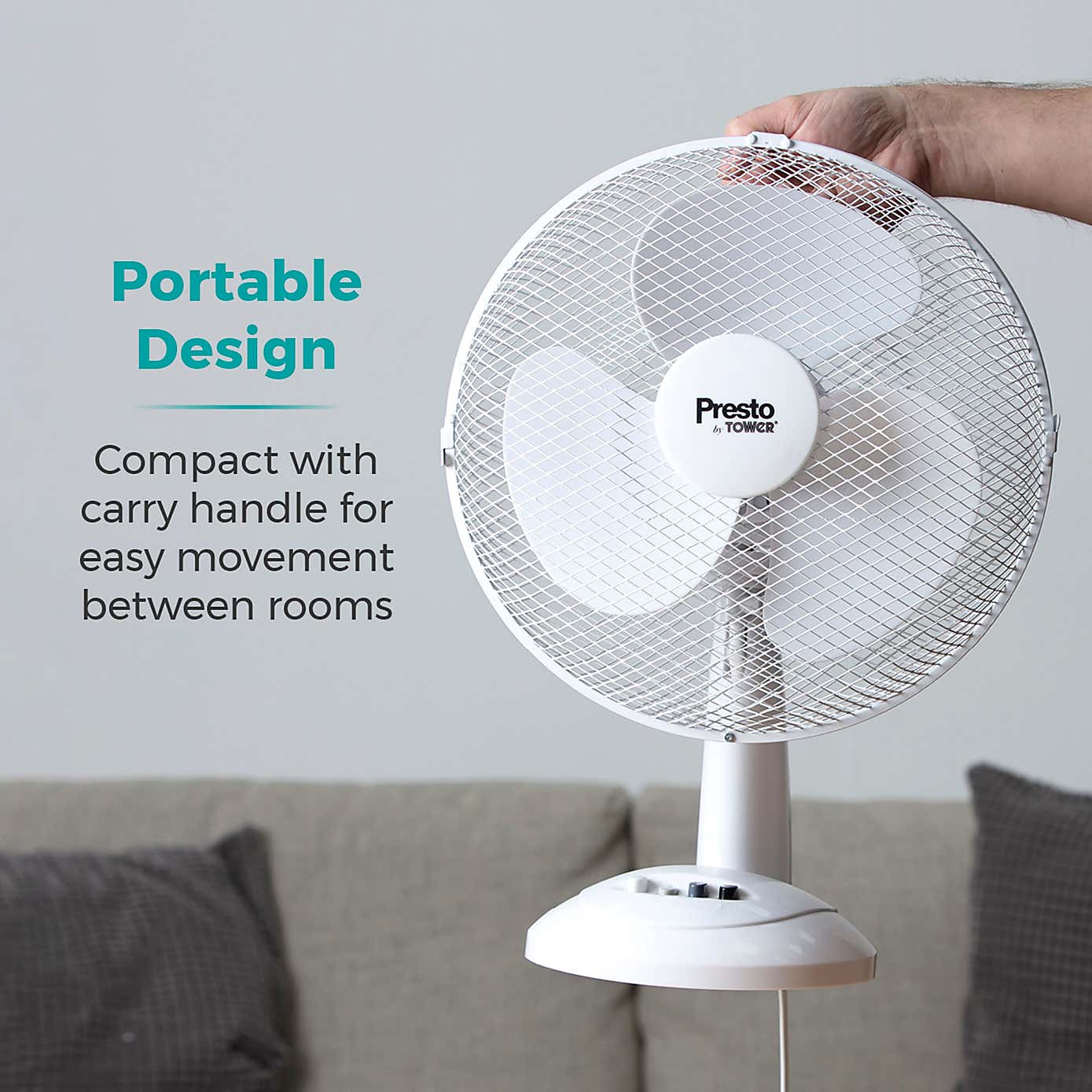 Tower Presto 12" White Desk Fan