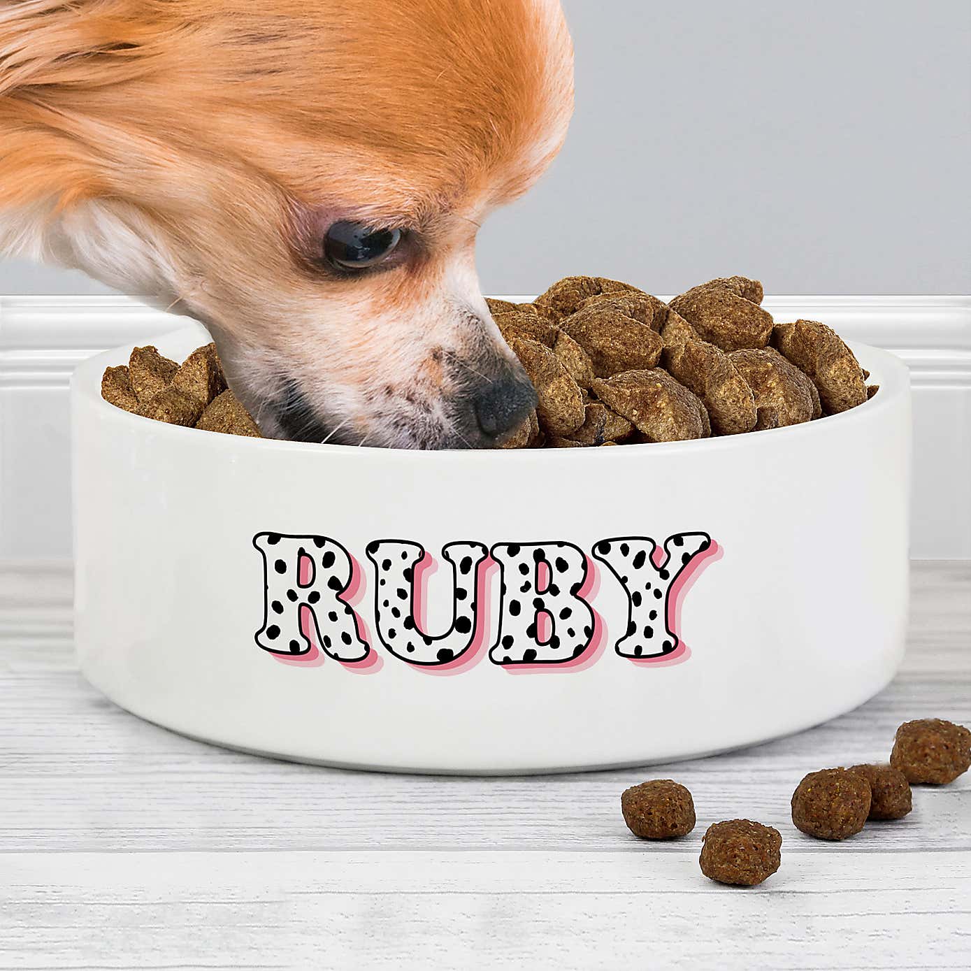 Personalised Spotty Name Ceramic Pet Bowl