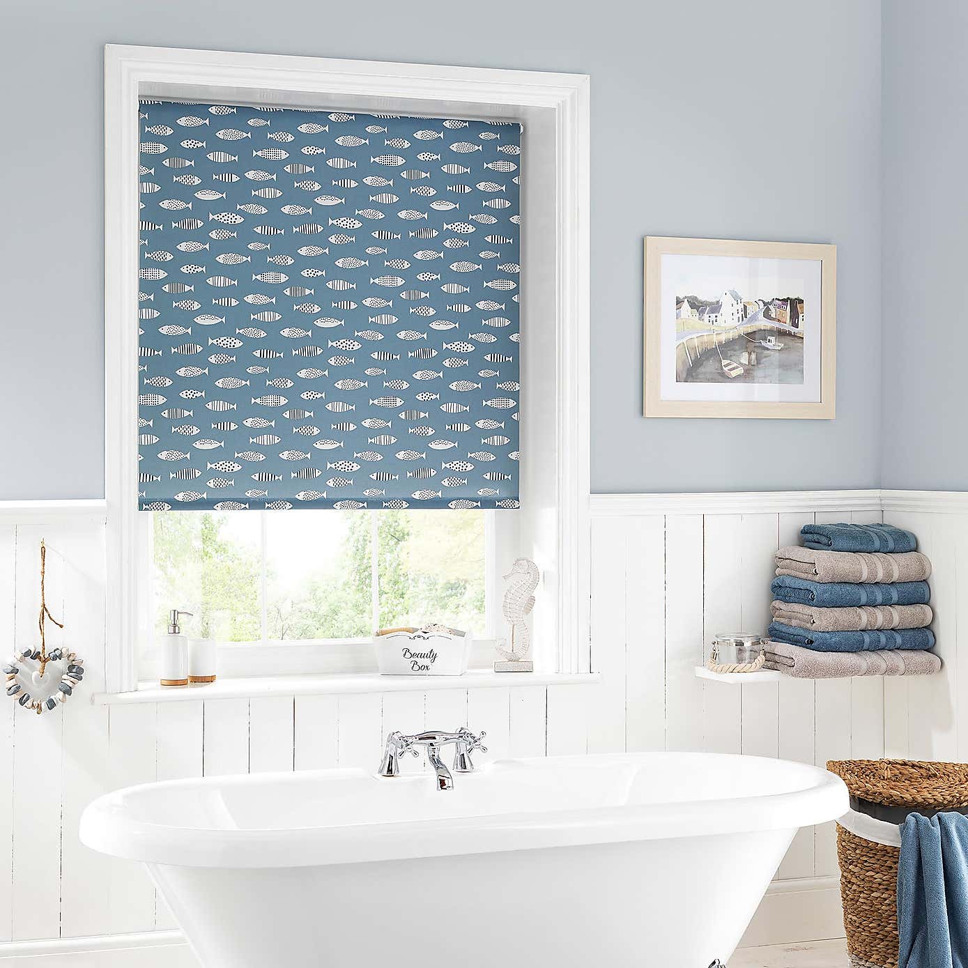 Blue Fish Daylight Moisture Resistant Roller Blind