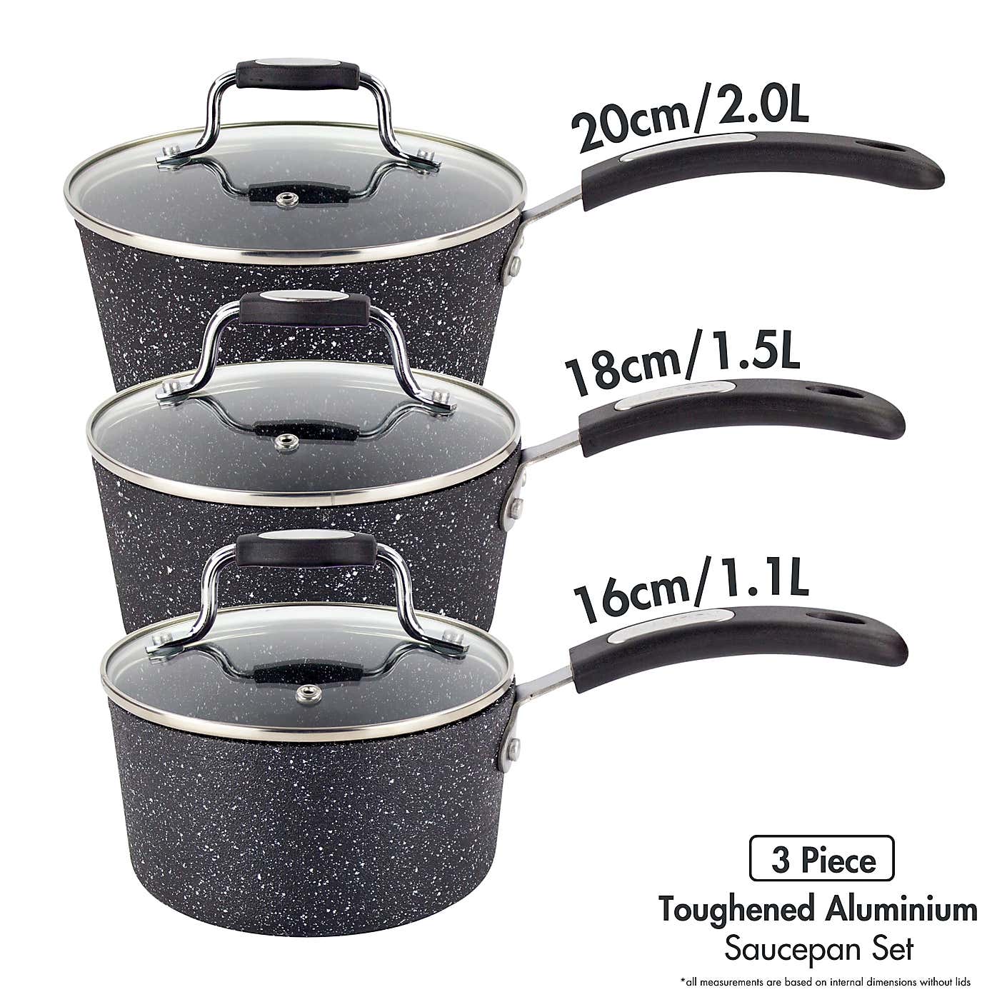 Scoville Neverstick Non-stick Aluminium 3 Piece Saucepan Set