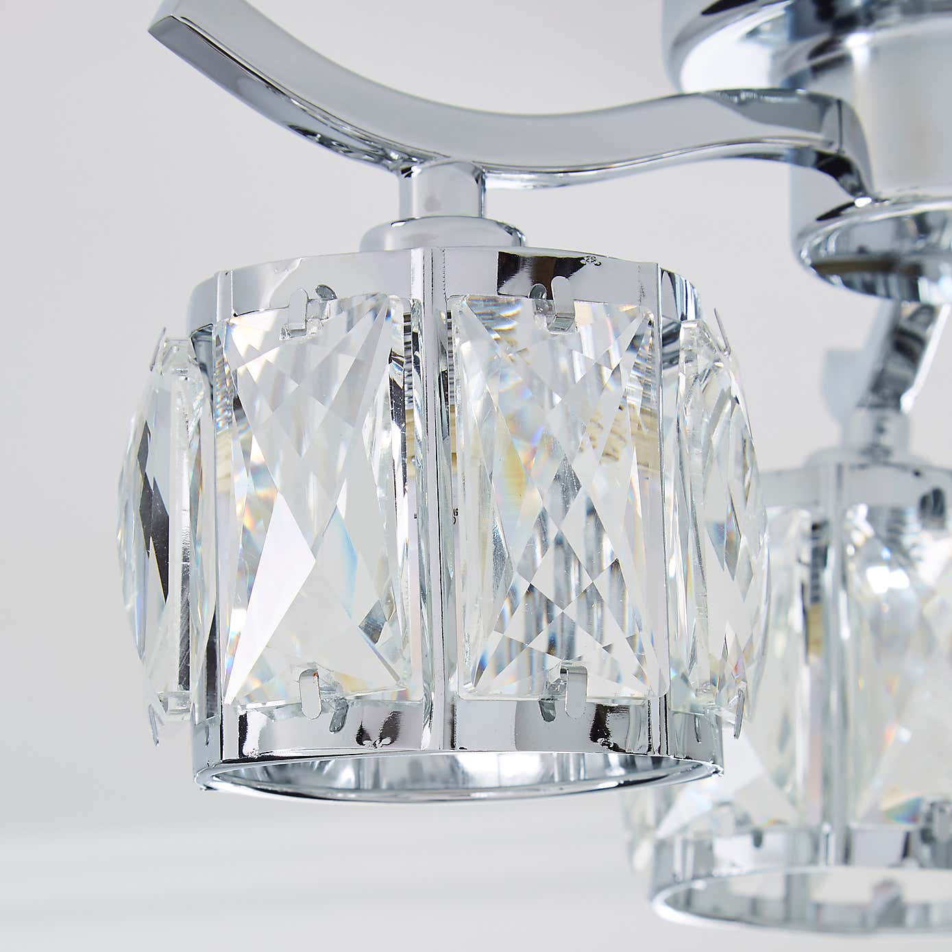 Kleio 3 Light Glass Chrome Semi-Flush Ceiling Fitting