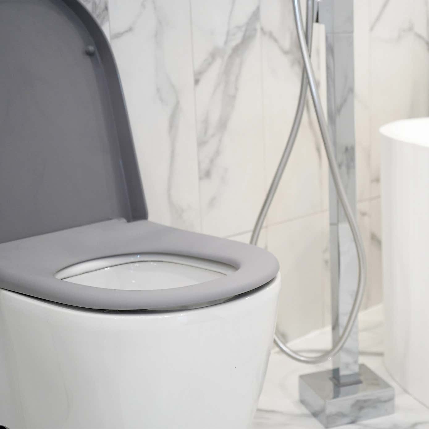 Thermoplast Dove Grey Soft Close D Shape Toilet Seat