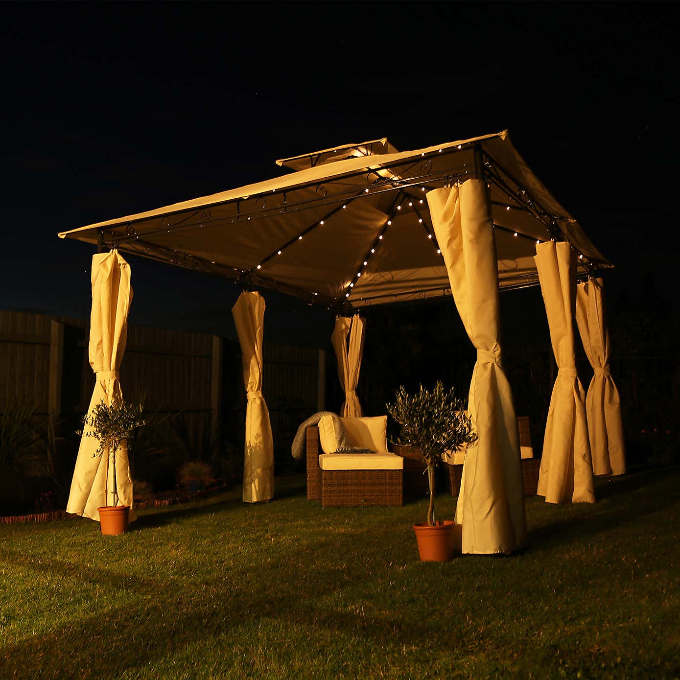 60 Solar LED Gazebo String Lights