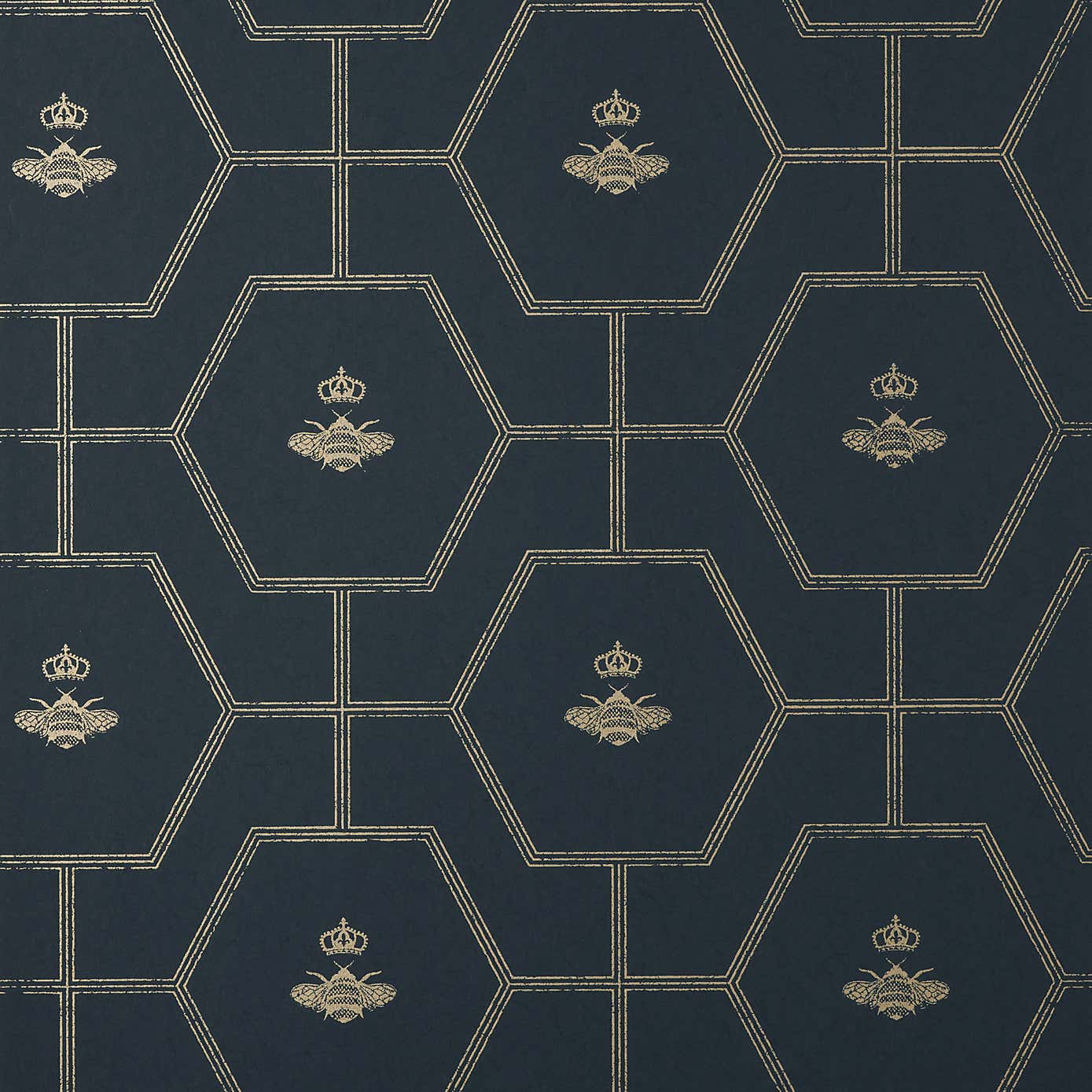 Dorma Heritage Bee Navy Wallpaper