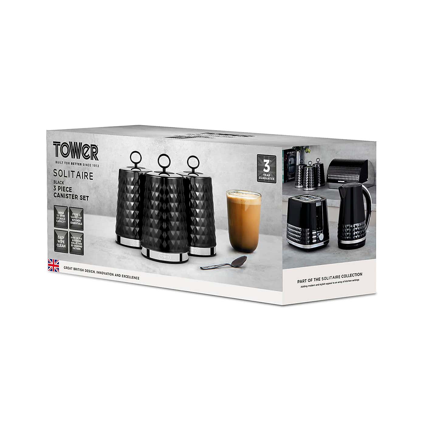 TOWER Solitaire Set of 3 Canisters