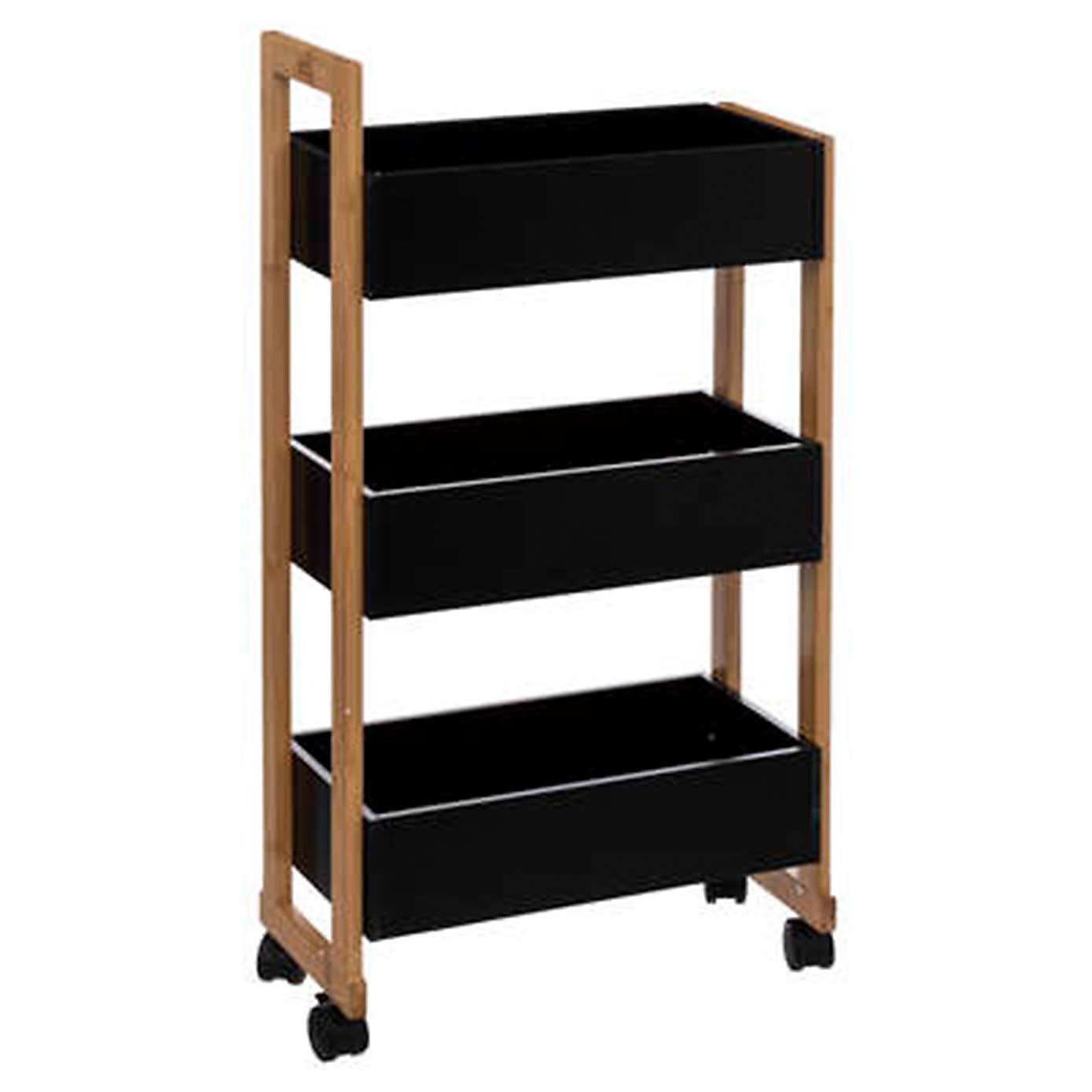 Narrow Bamboo 3 Tier Bathroom Trolley