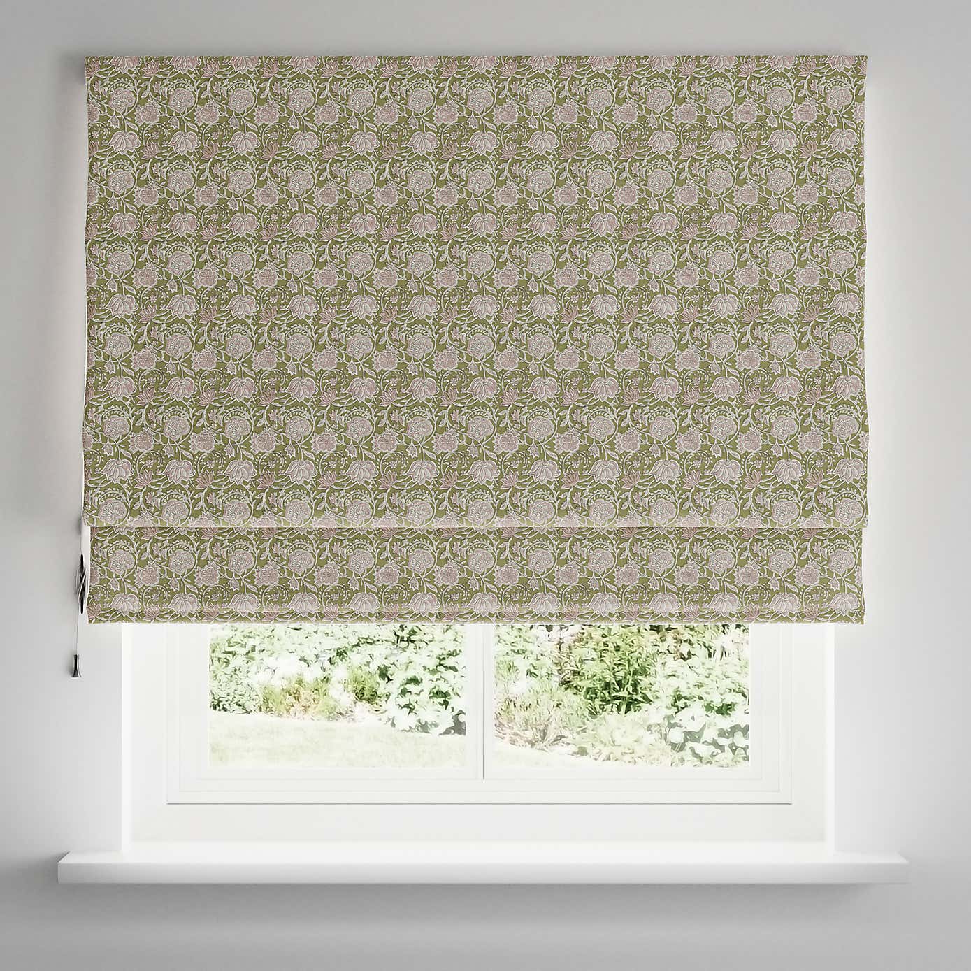 Woodblock Floral Blackout Roman Blind