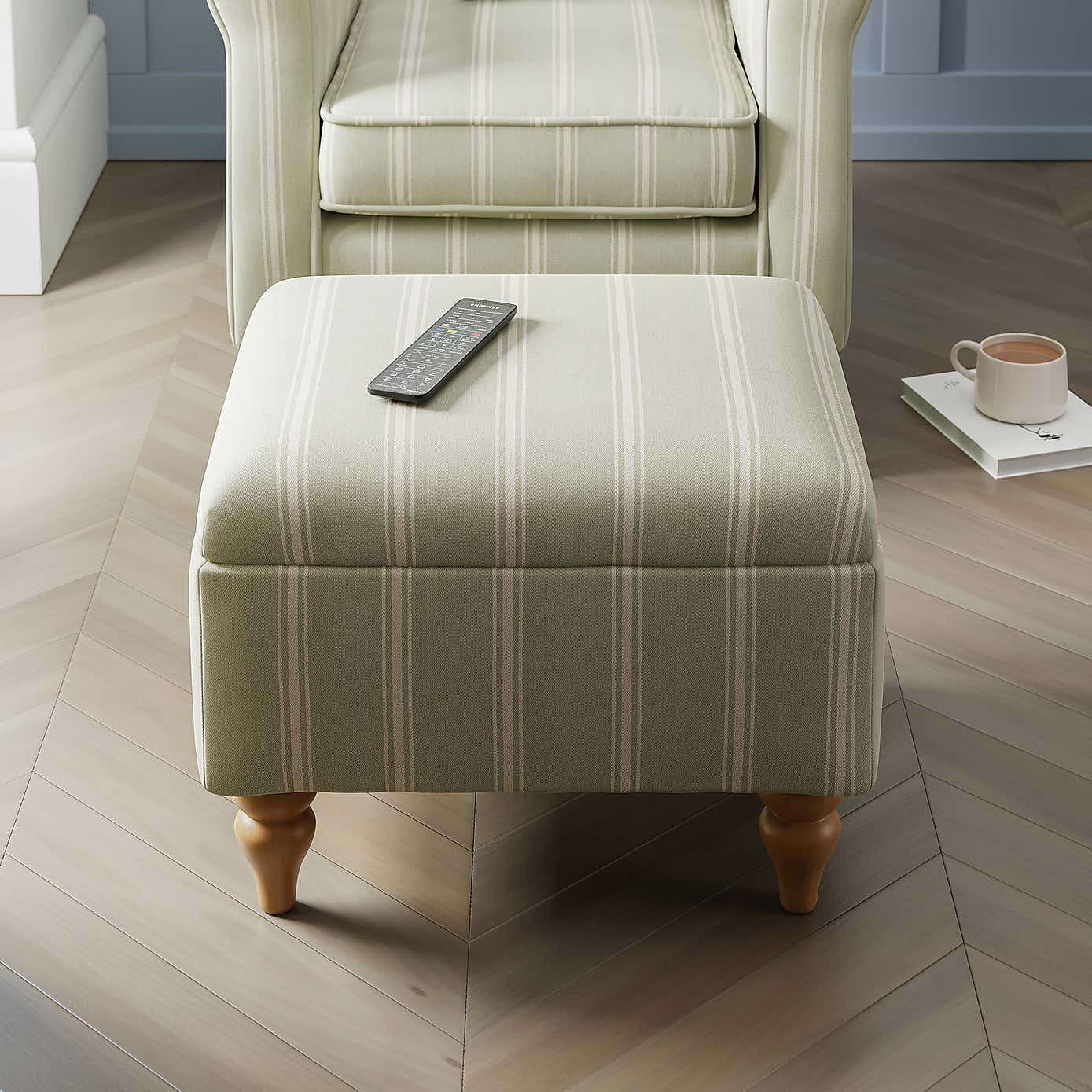 Oswald Stripe Storage Footstool