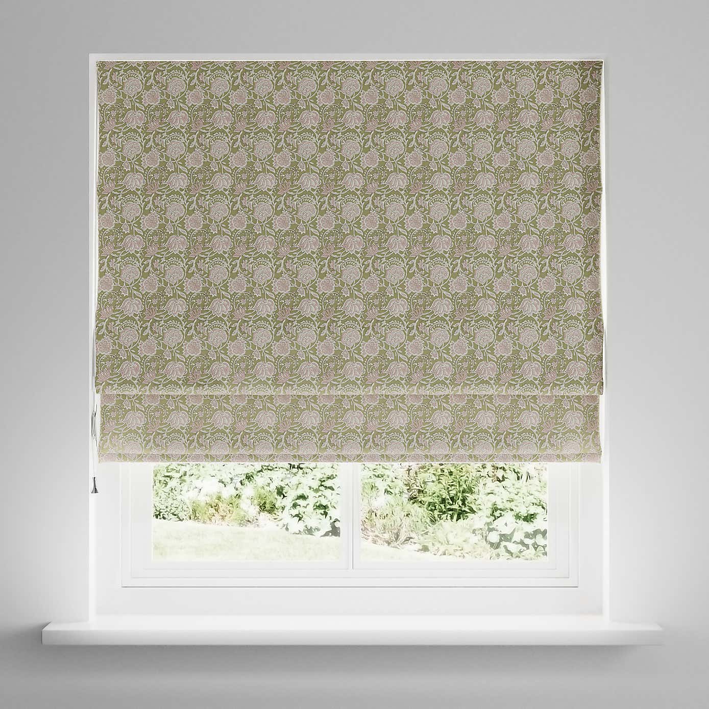 Woodblock Floral Blackout Roman Blind