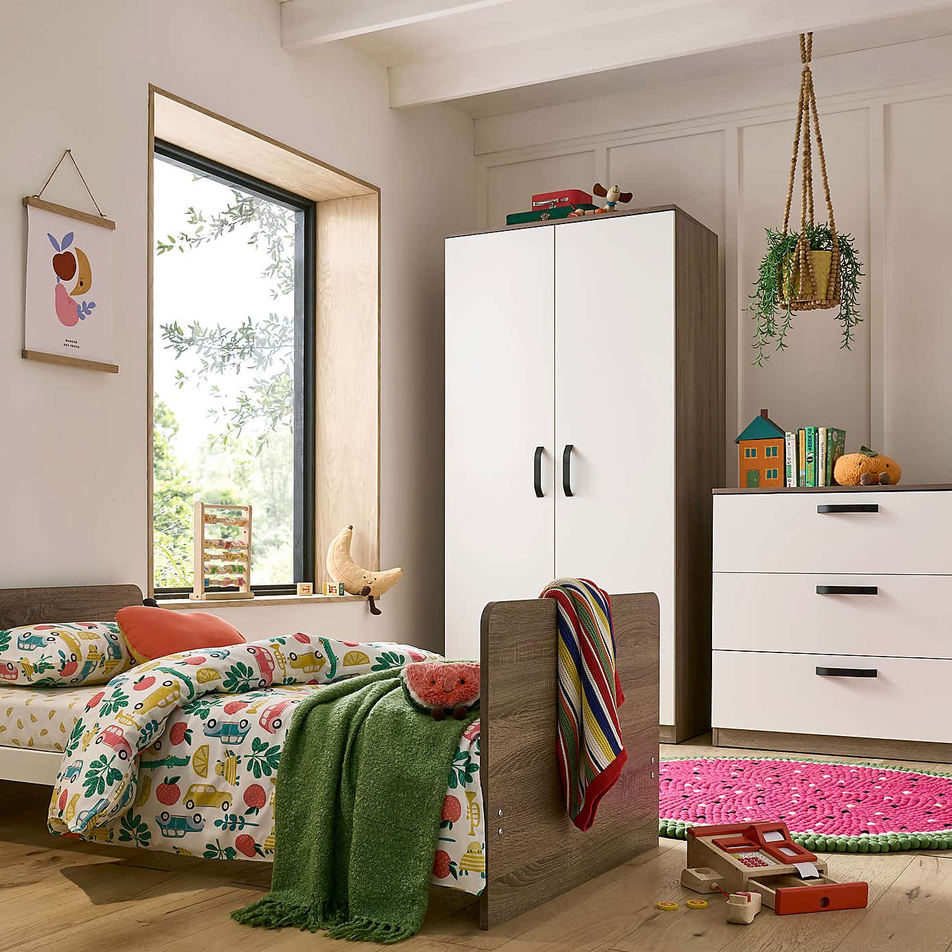 CuddleCo Enzo Cot Bed, Oak & White