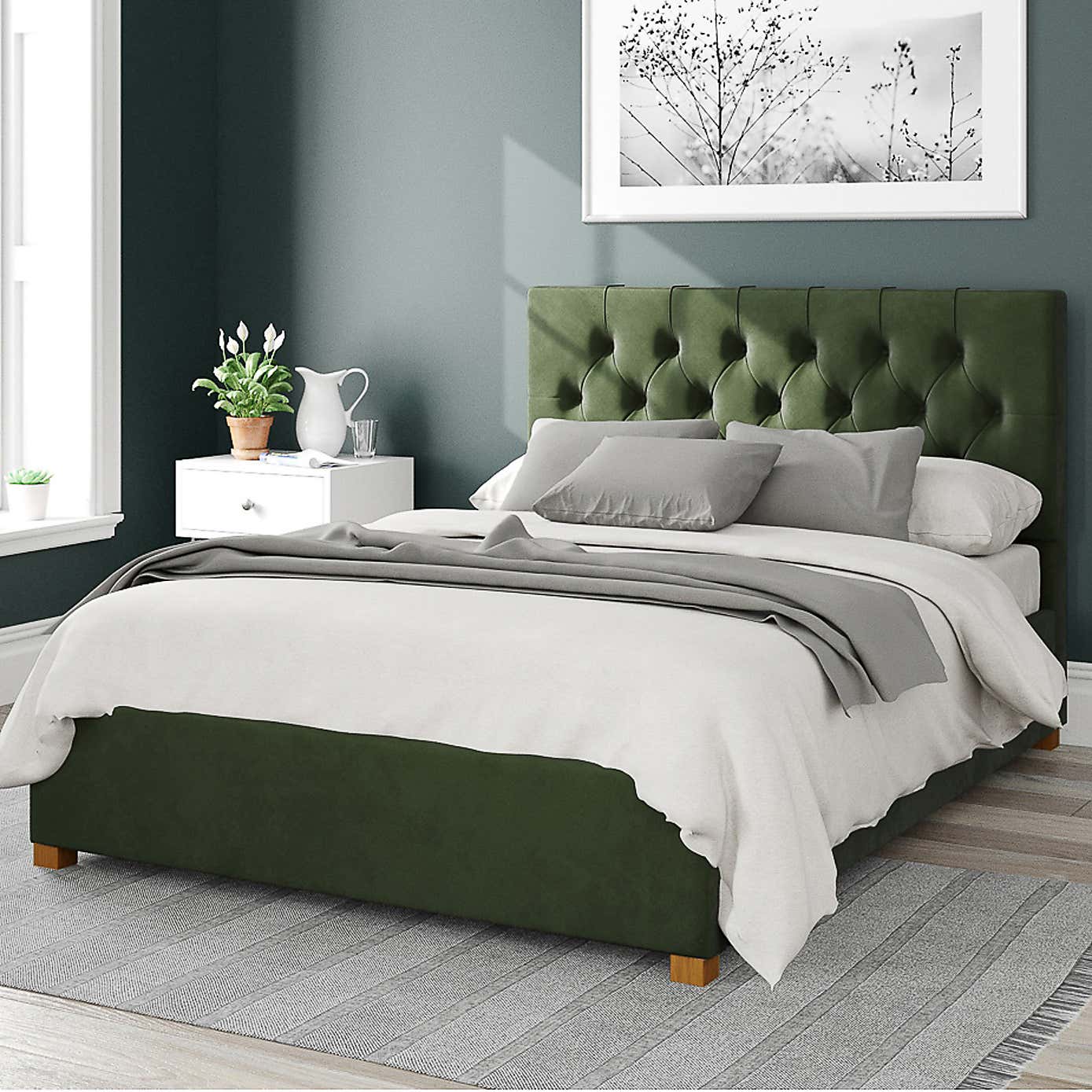 Olivier Plush Velvet Ottoman Bed