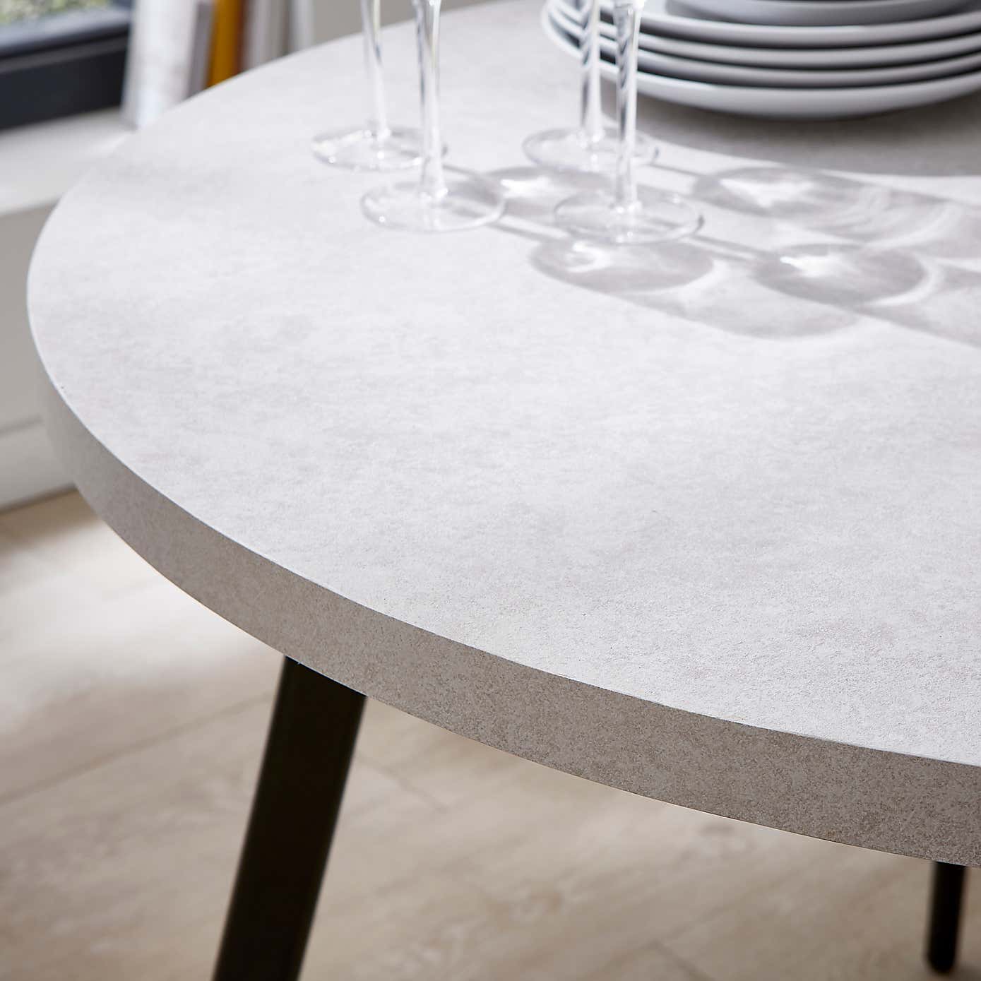 Zuri Round Dining Table, 100cm Concrete Effect