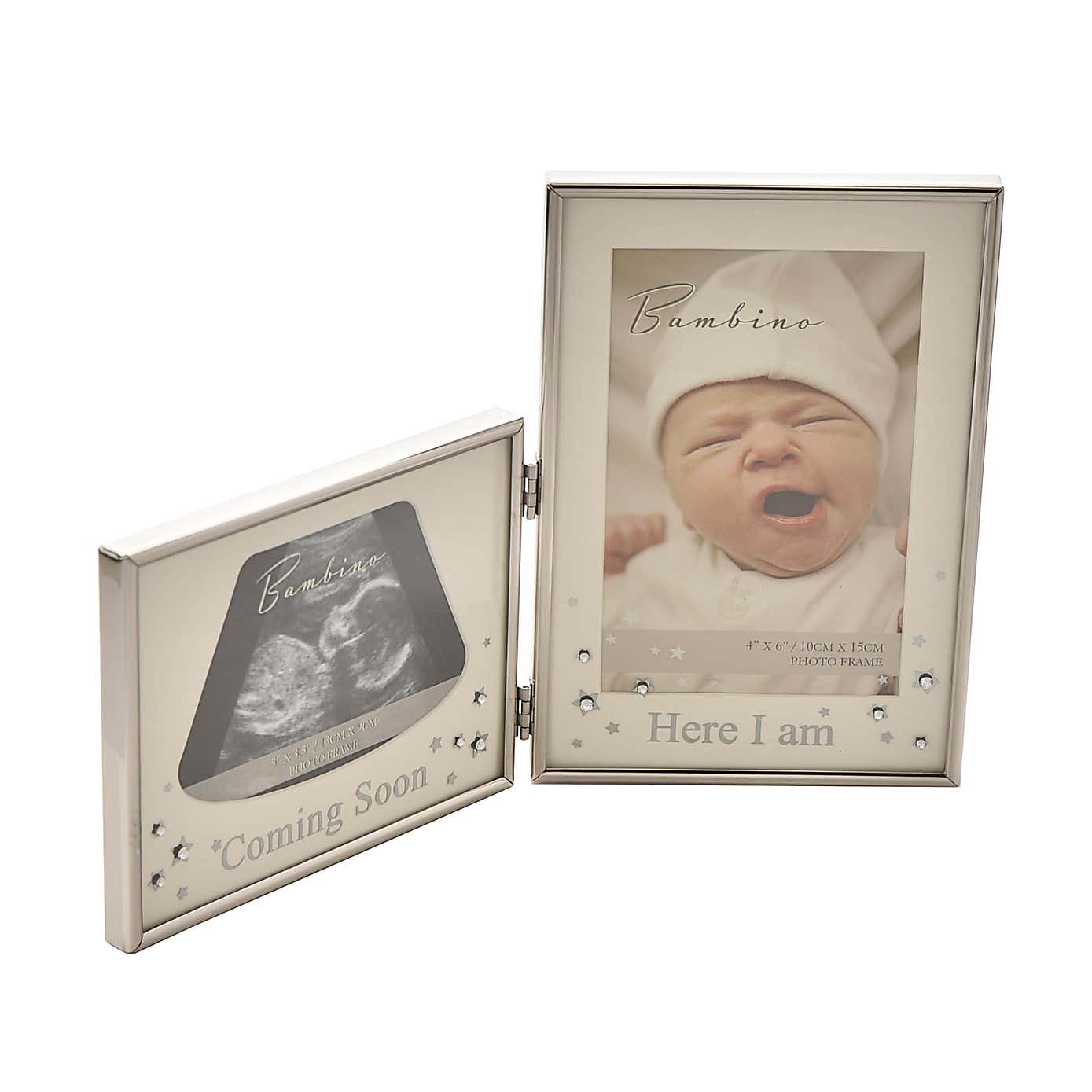 Bambino Silver effect 'Here I Am' Double Scan Frame