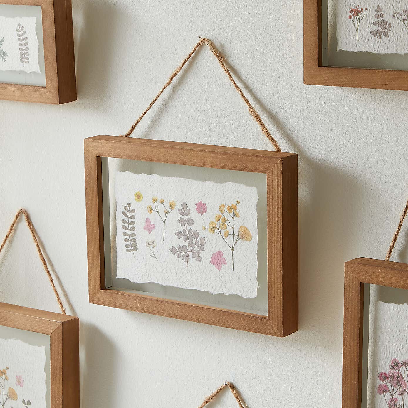 Set of 6 Pretty Boho Dried Floral Framed Prints