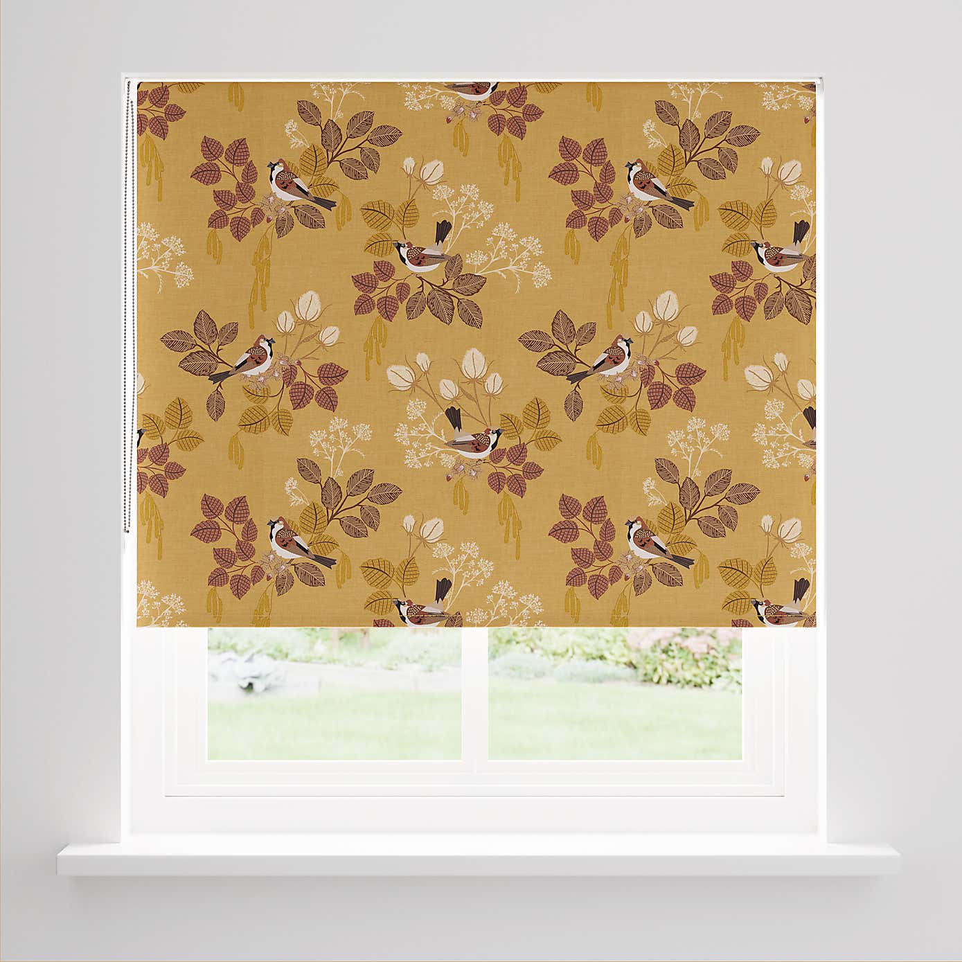House Sparrow Blackout Ochre Roller Blind