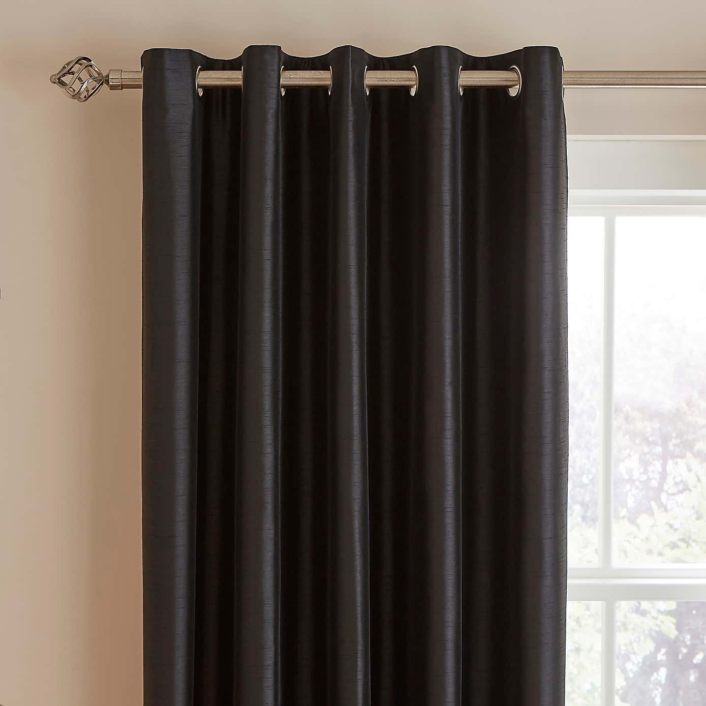 Novanna Faux Silk Blackout Eyelet Curtains