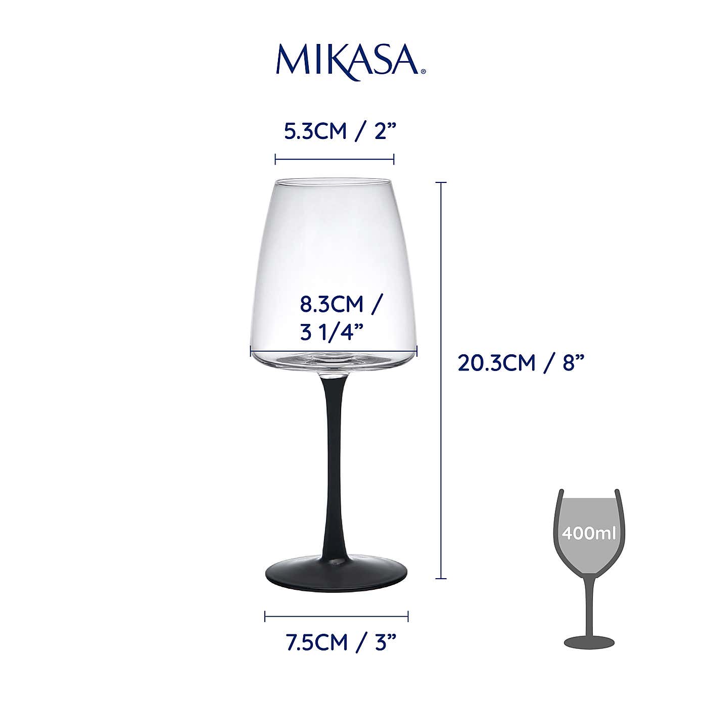 Mikasa Palermo Crystal Set of 4 White Wine Glasses