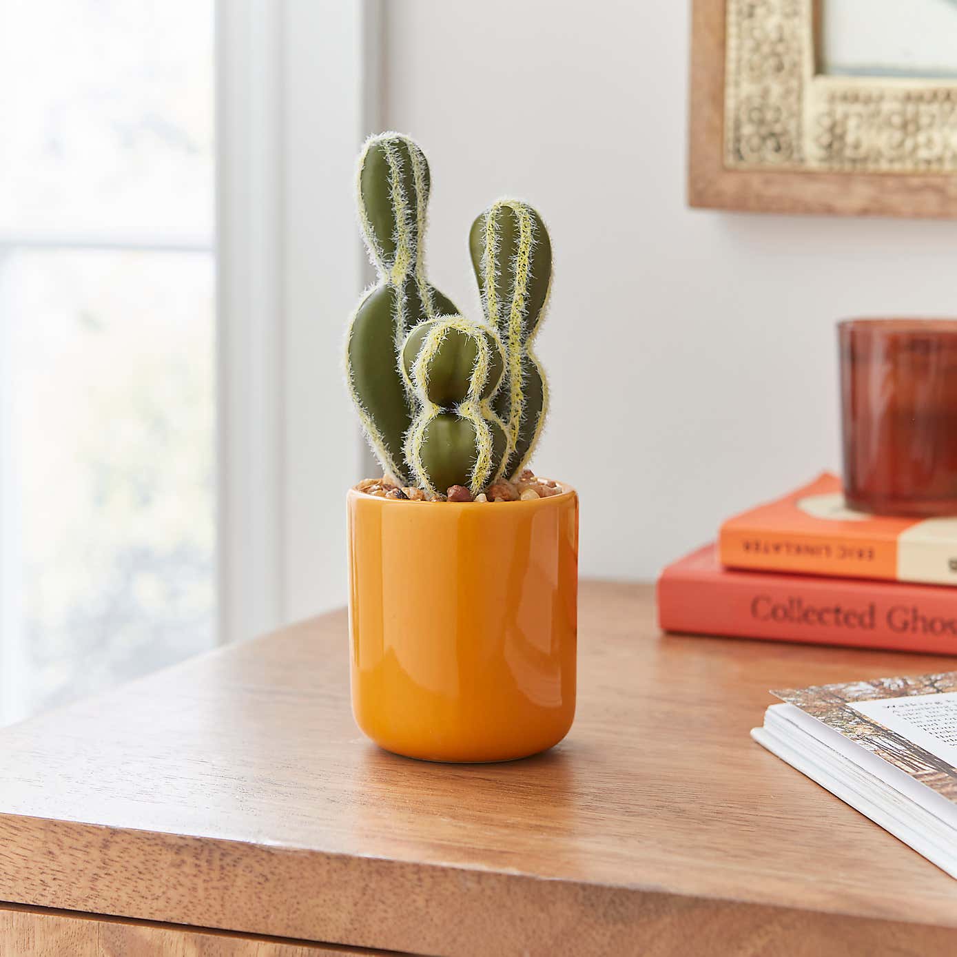 Sunbeam Artificial Cactus in Orange Ceramic Pot