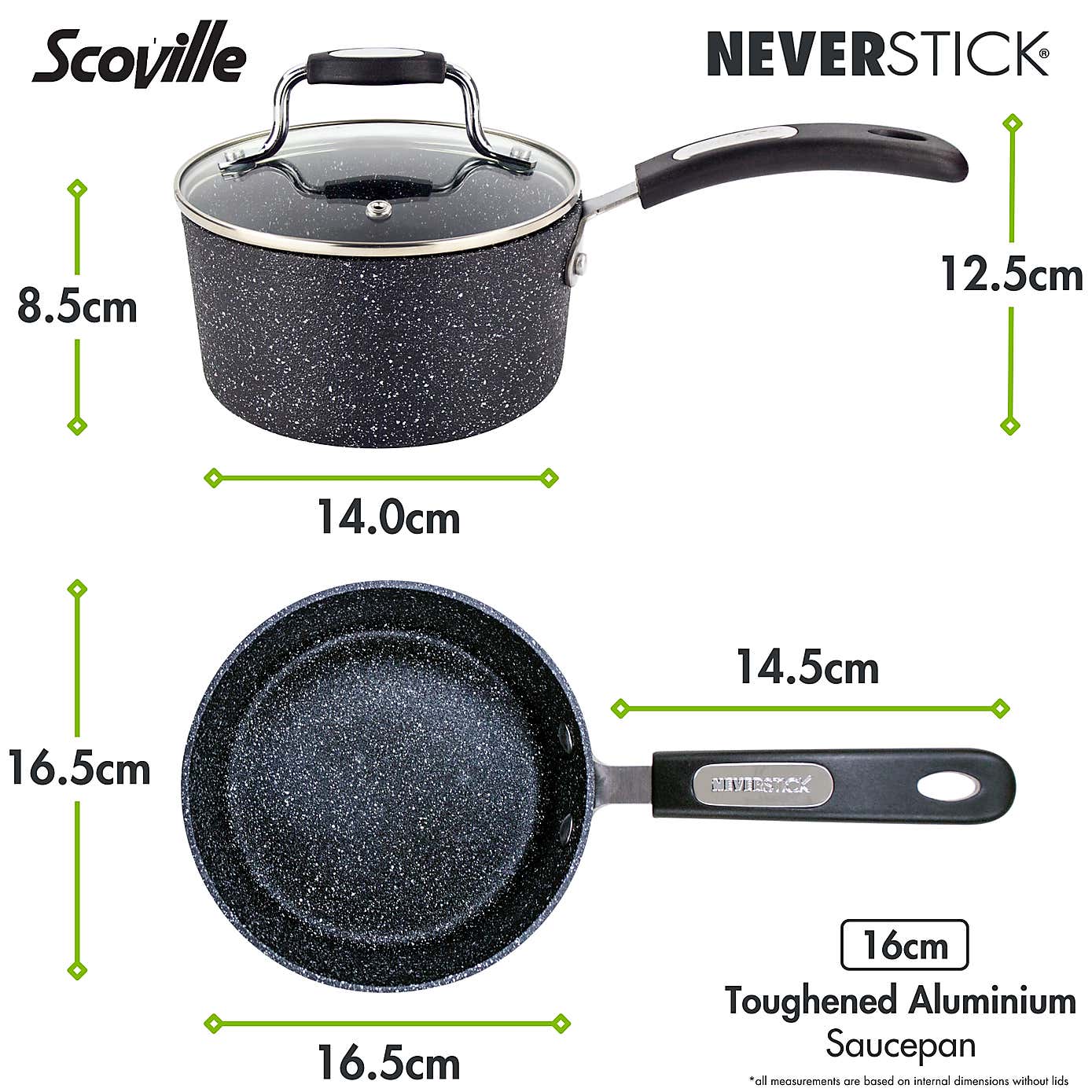 Scoville Neverstick Non-stick Aluminium Saucepan, 16cm
