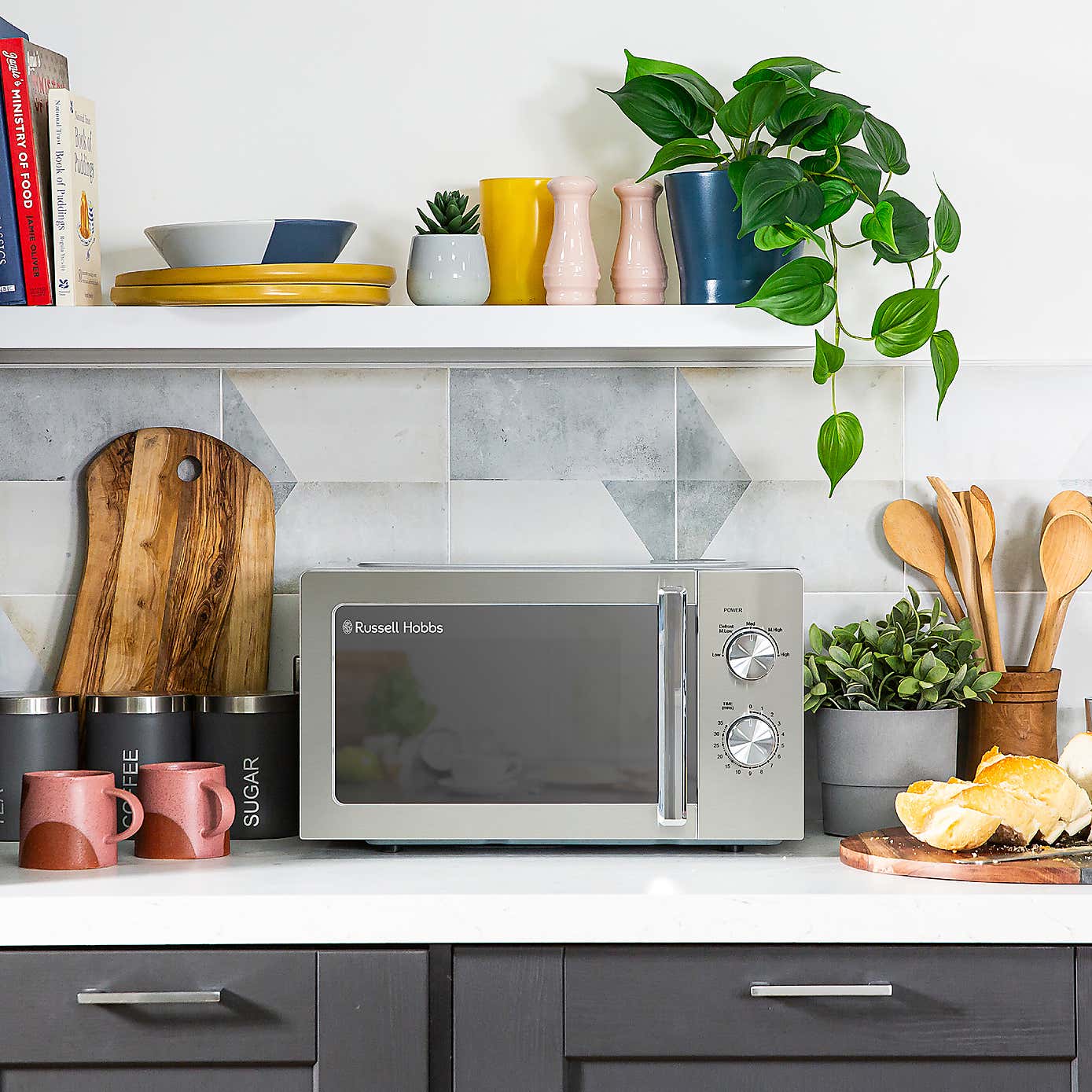 Russell Hobbs Compact 20L Stainless Steel Manual Microwave