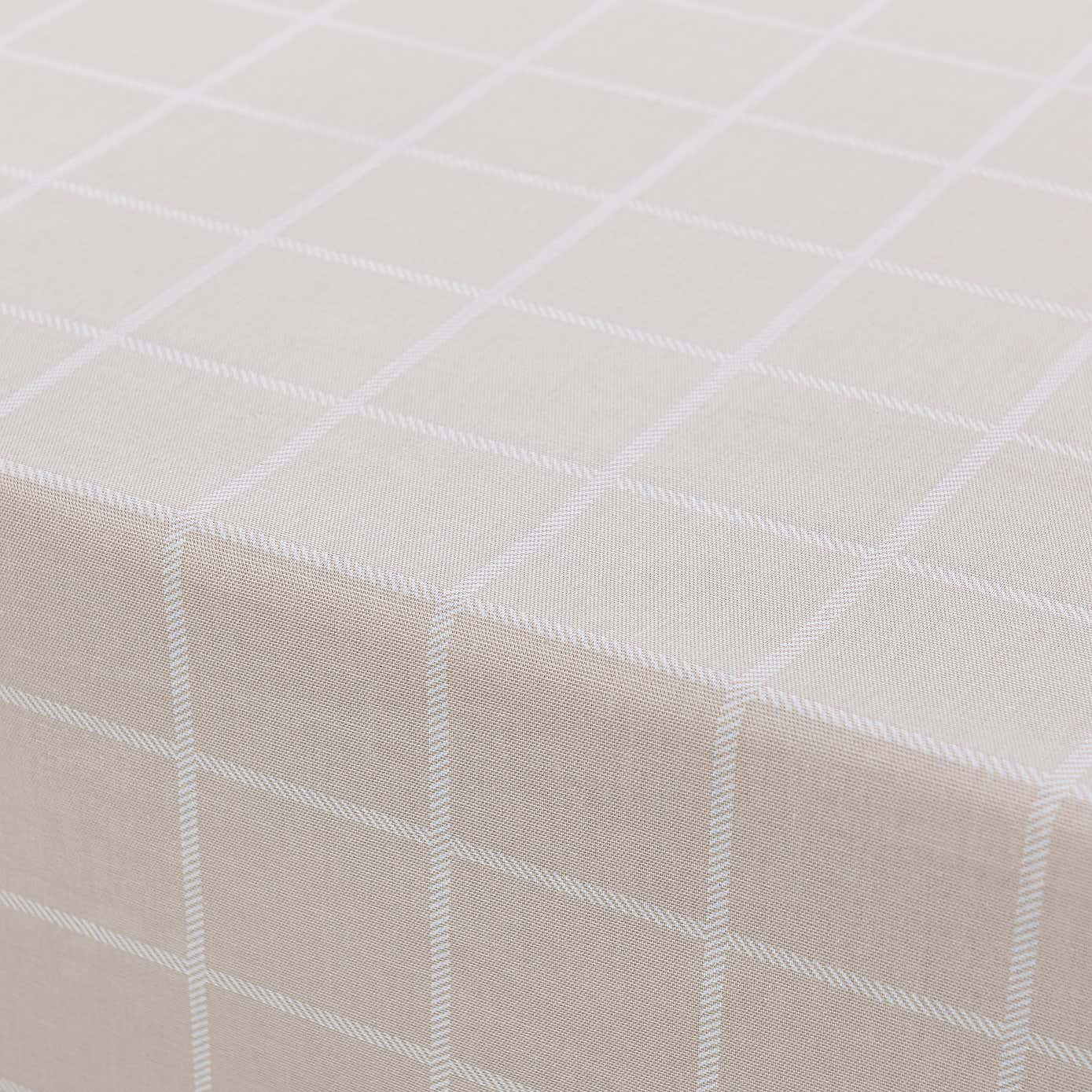 Simple Natural Check Wipe Clean Table Cloth
