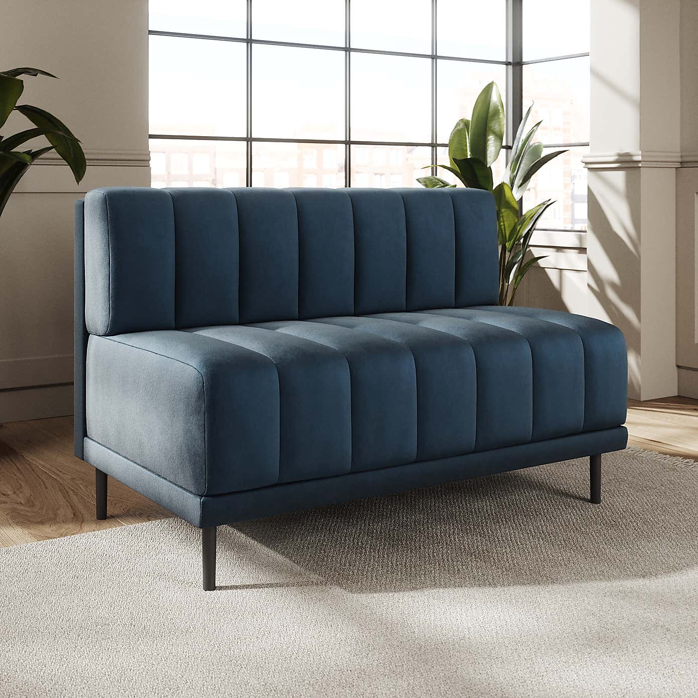 Amali Long Dining Bench, Matte Plush Velvet