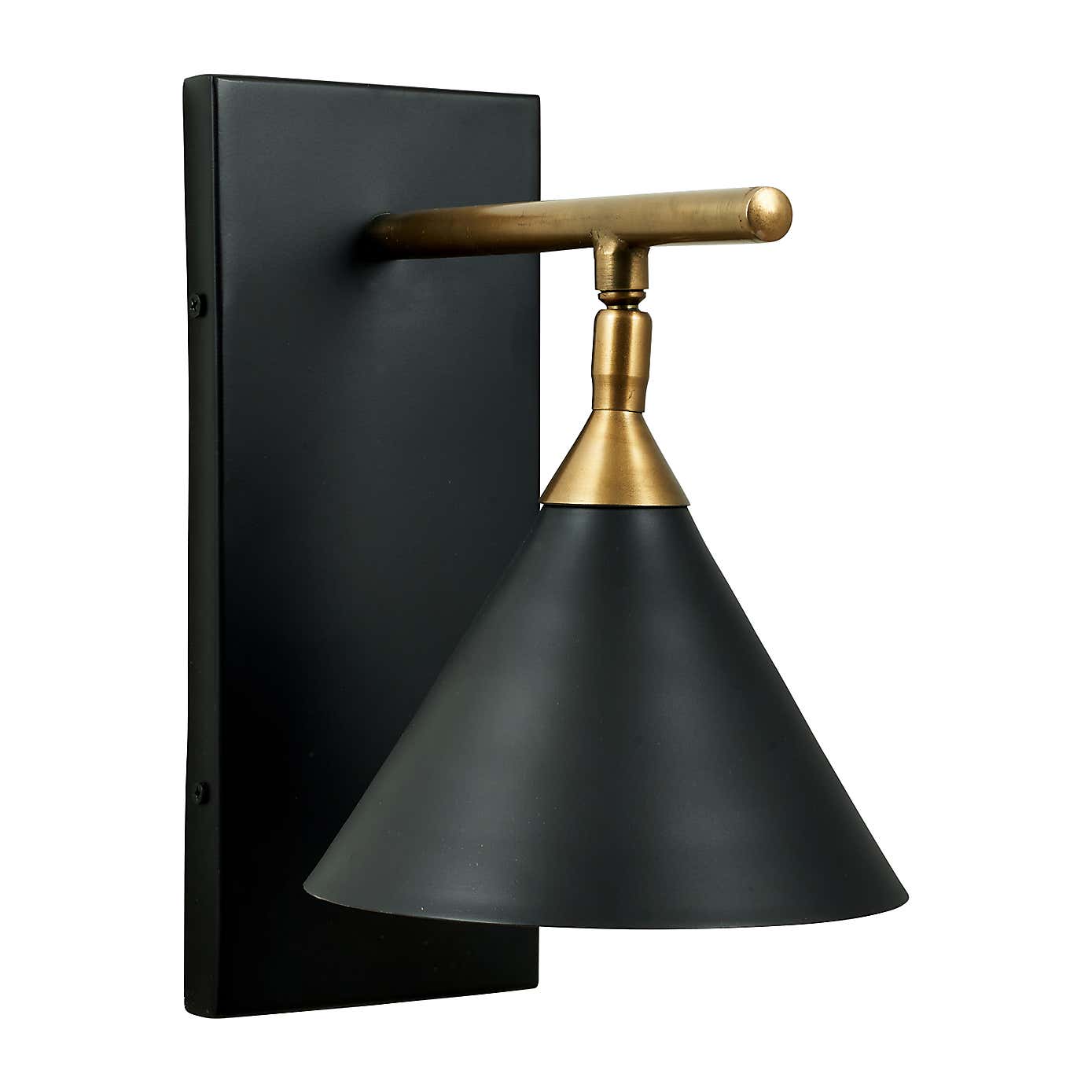 Zeta Matt Black and Antique Brass Wall Light