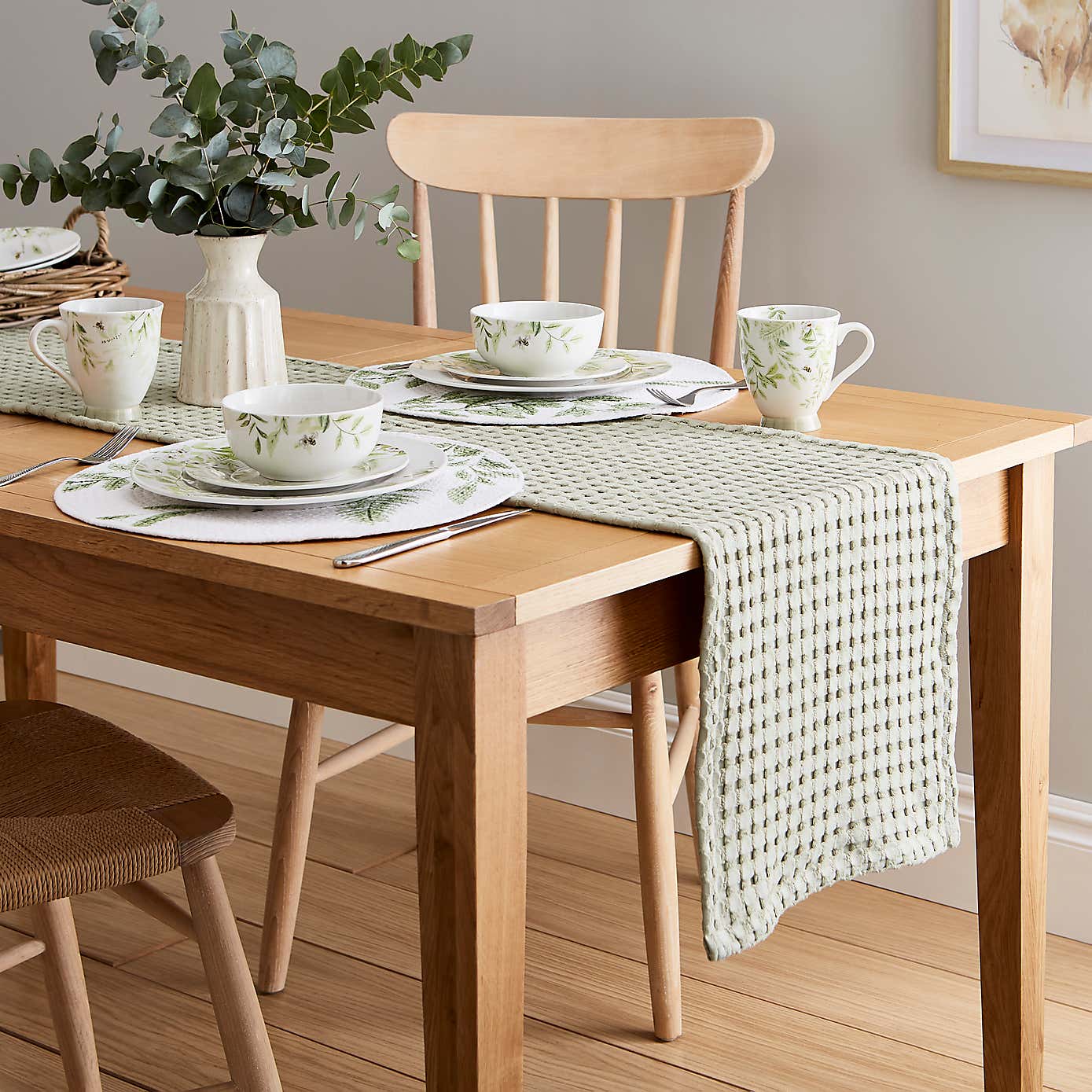 Willow Trail 12 Piece Sage Gloss Porcelain Dinner Set