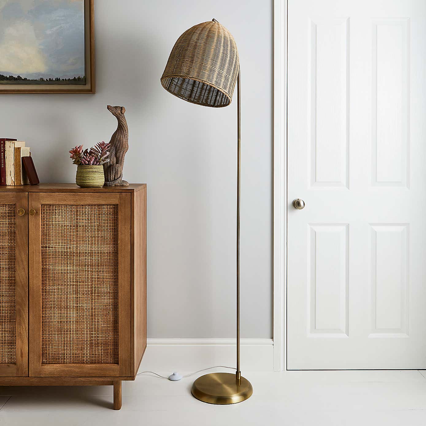 Churchgate Cotes Rattan Floor Lamp