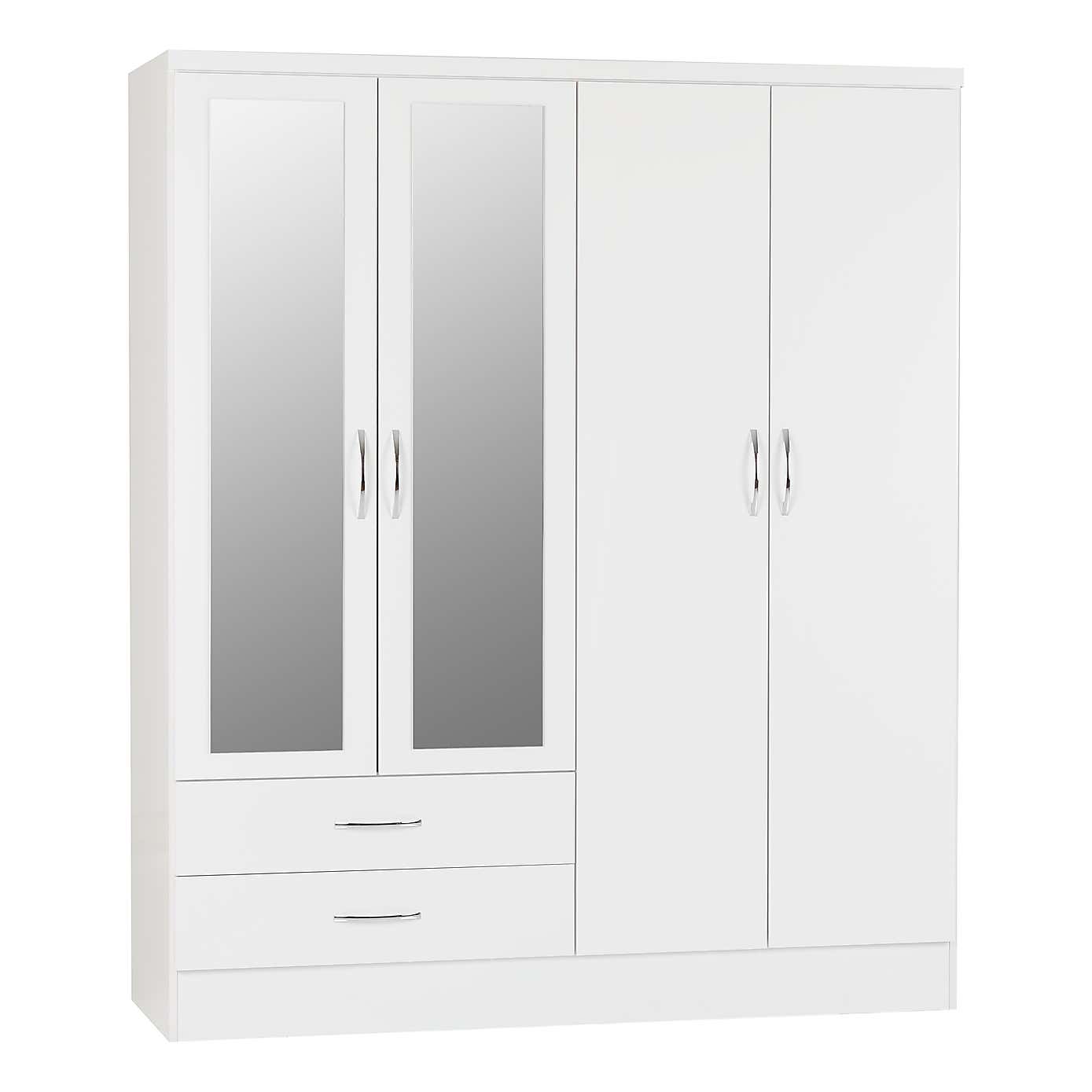 Nevada White 4 Door Wardrobe