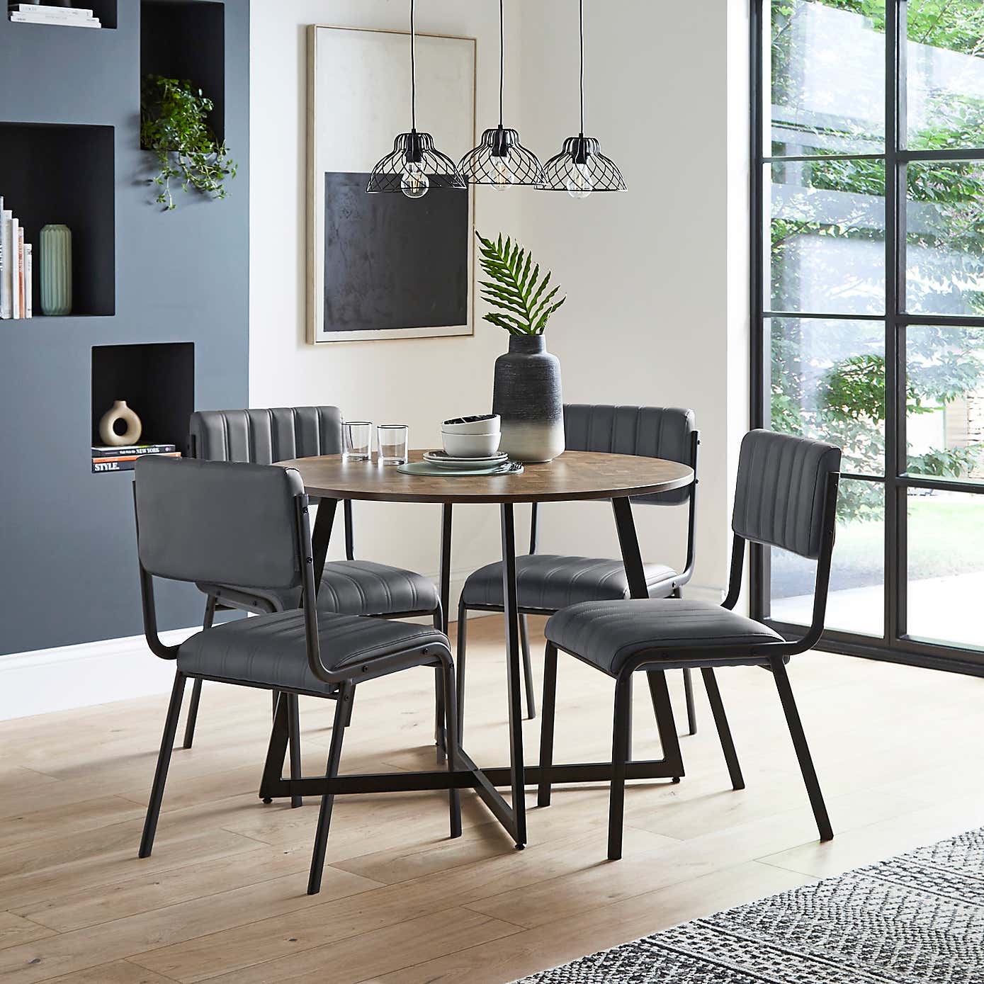 Rhys Set of 2 Dining Chairs, Faux Leather