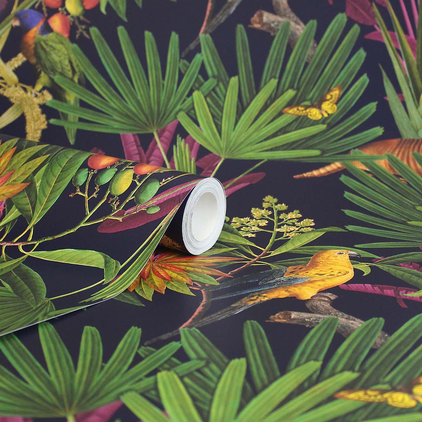 Tropical Treasures Navy Wallpaper