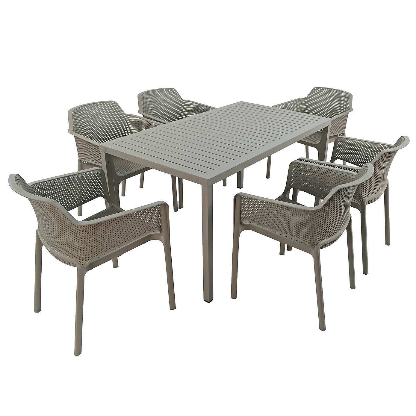 Cube Dining Table with 6 Net Chair Set Turtle Dove